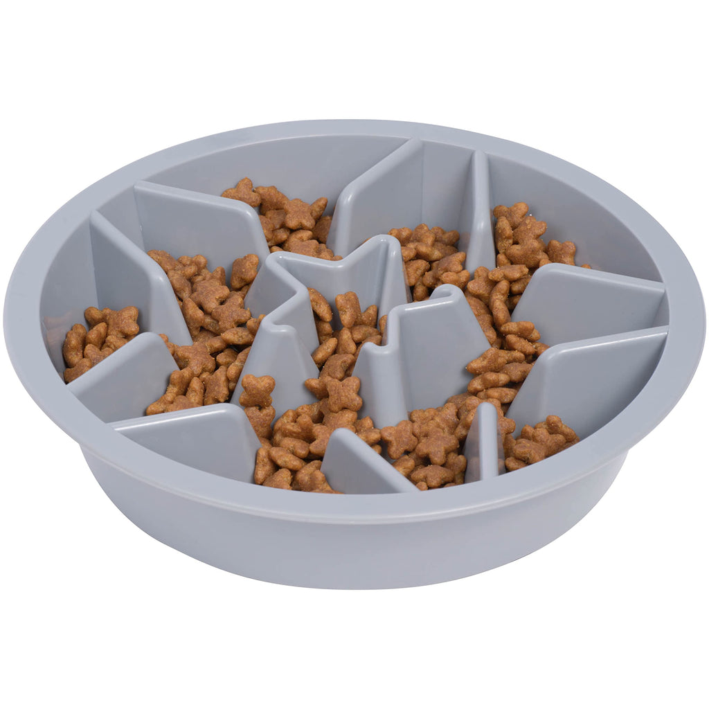 Leash Boss Slow Feeder Dog Bowls (2 Cup) Puzzle Dog Food Bowl - Fits into Elevated Pet Feeders - Slow Eating for Large, Medium & Small Sized Breeds - Gray