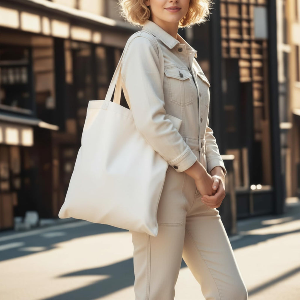 MOLOVA 1-200 Pack Available Premium Canvas Reusable Tote Gift Bags,Made of Natural Canvas with Handle,Work,DIY,Shopping(1 Pack)
