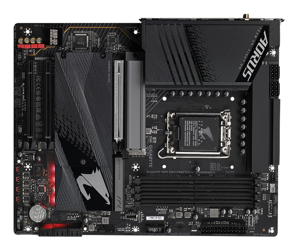 GIGABYTE Z790 AORUS Elite AX 1.0 Intel LGA 1700 ATX Motherboard, 4X DDR5~128GB, 3X PCI-E x16, 4X M.2, 6X SATA, 5X USB 3.2, 1x USB-C, 4X USB 2.0