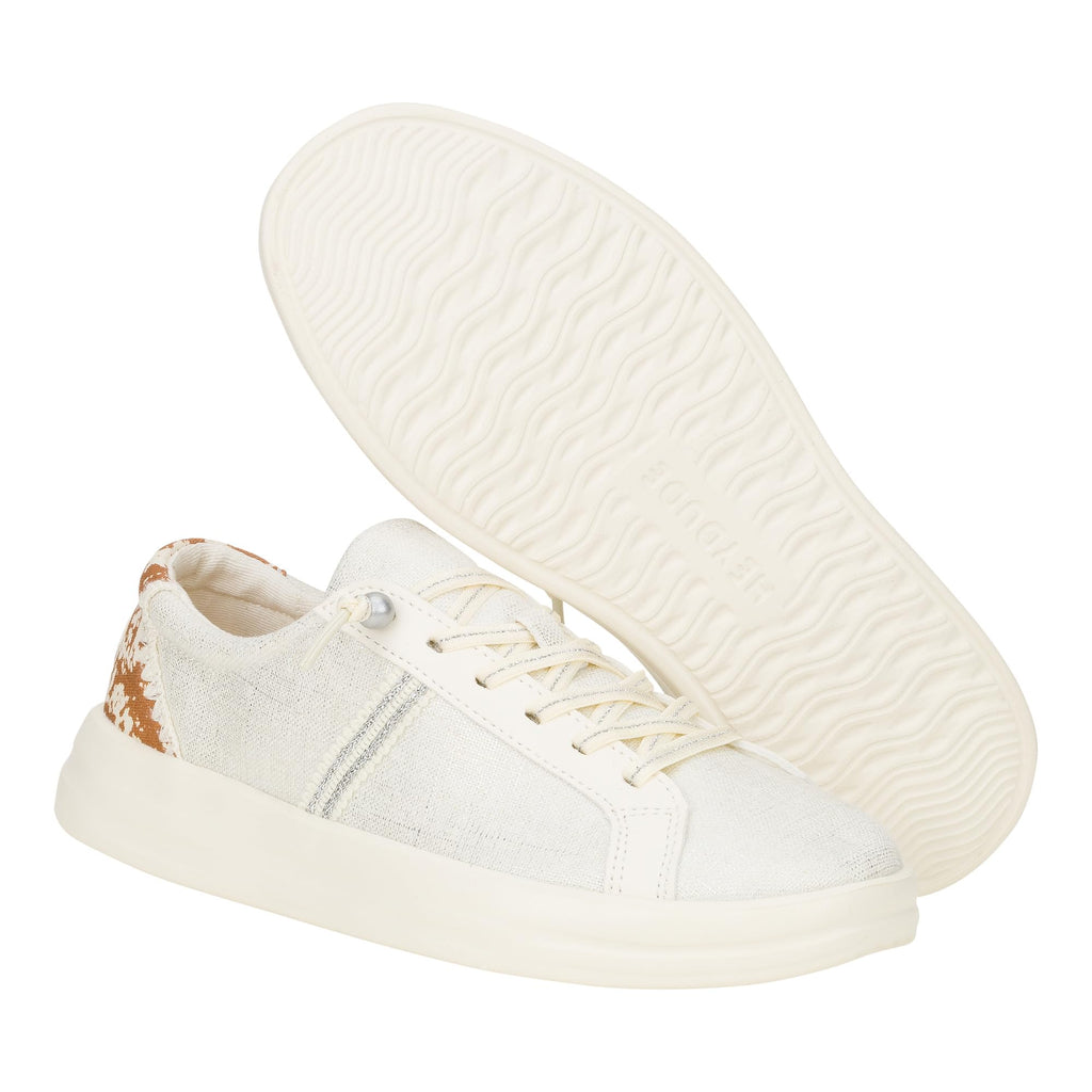 HEYDUDE Karina Metallic Animal Egret Size 5, Women's Shoes, Women's Casual Sneakers, Comfortable & Light-Weight