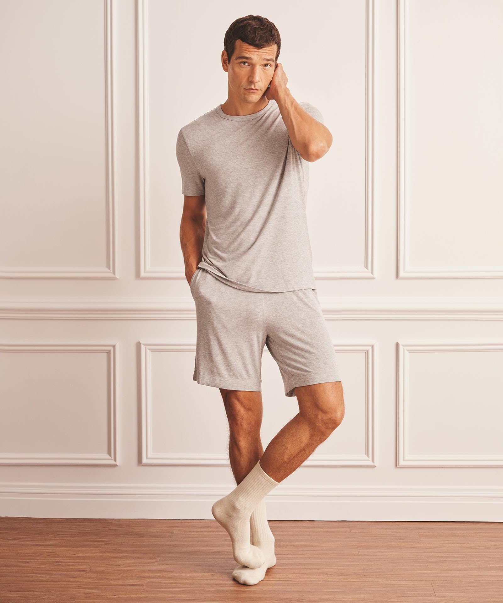 NAADAM, Breathable Short Sleeve Modal Sleep Tee Men's, Cement, M