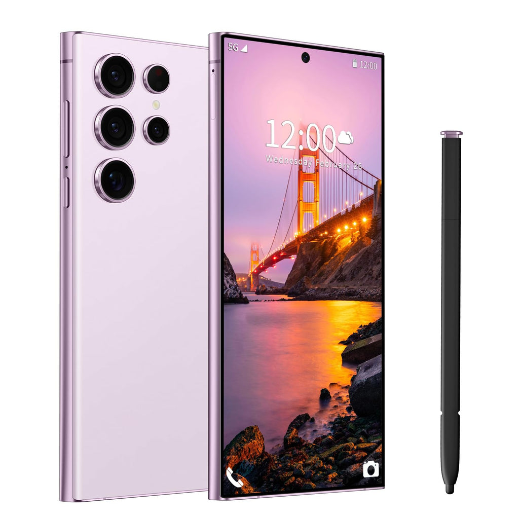 I24 Ultra Unlocked Phone,Built in Pen The Phone,Smartphone Battery 6800mAh 6.8" HD Screen,Android 14 16+512GB with 128GB Memory Card Cell Phone,5G/Face ID/Fingerprint Lock/GPS (Purple, 16+512GB)