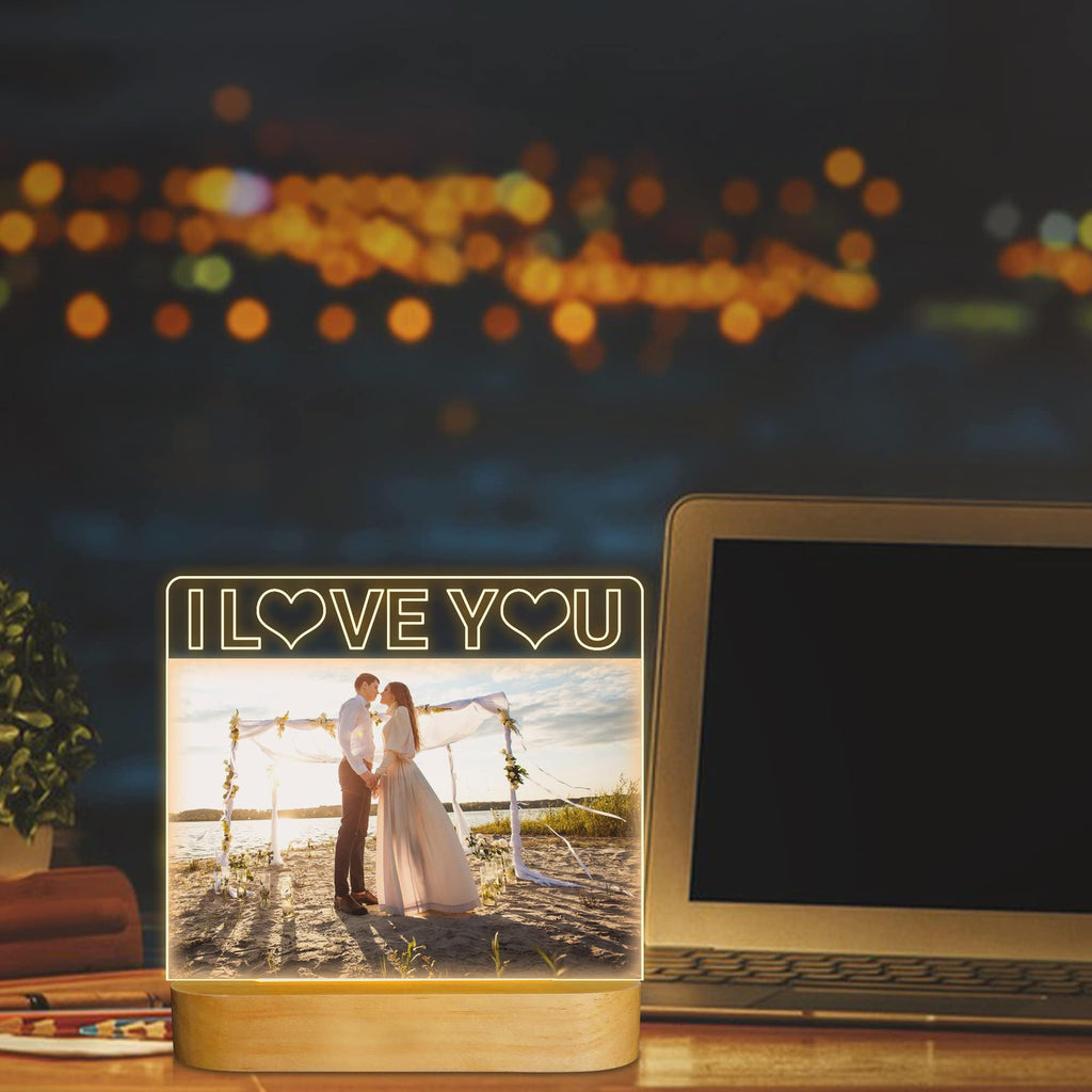 Light up Picture Frame, I Love You 4x6 Inches Acrylic Photo Frame with Night Light Desktop Decor Best Gifts for Lover Couple Wife Girl Friends Valentine's Day Anniversary Birthday Wedding Present