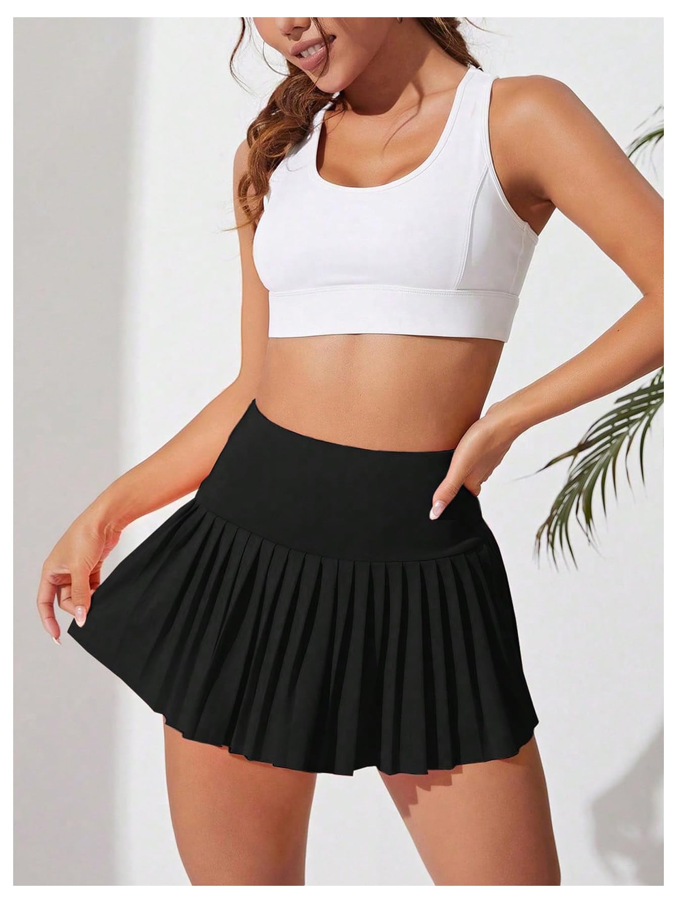 WDIRARA Women's Pleated Tennis Skirt High Waisted Golf Skort Athletic Mini Shorts Orange Small