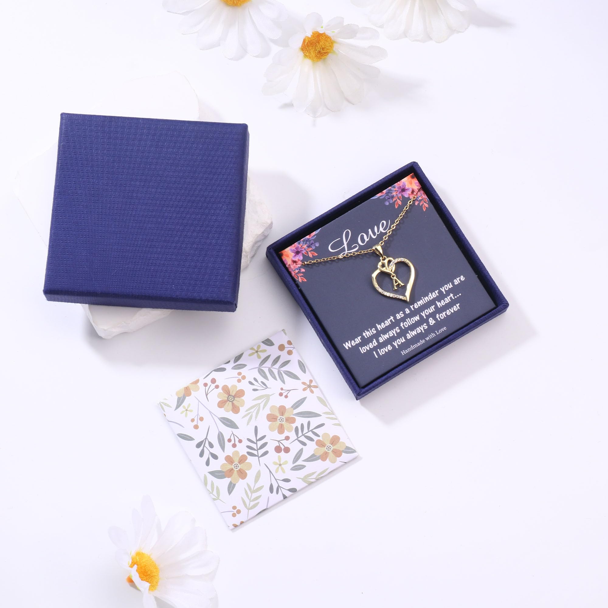 STORUP Heart Initial Necklaces for Women, 14K Gold Plated Heart Initial B Pendant Necklace Dainty Heart Necklaces Gold Heart Necklaces for Women Jewelry for Women Gifts