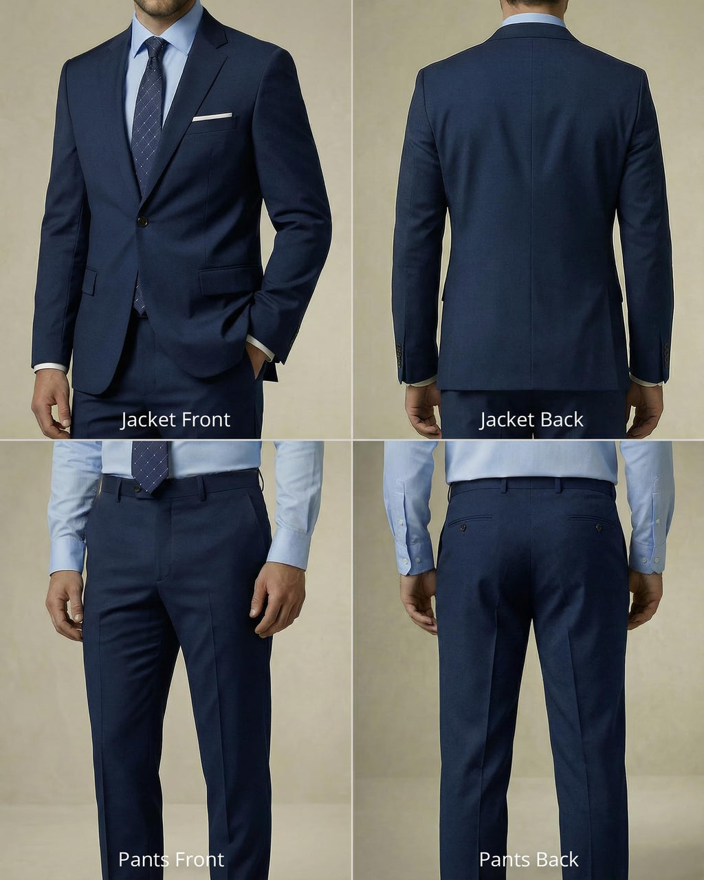 YND Men's 2 Piece Suit with Tie, One Button Slim Fit Solid Jacket and Pants Set, Suits for Men Prom Party Wedding & Business, Deep Blue