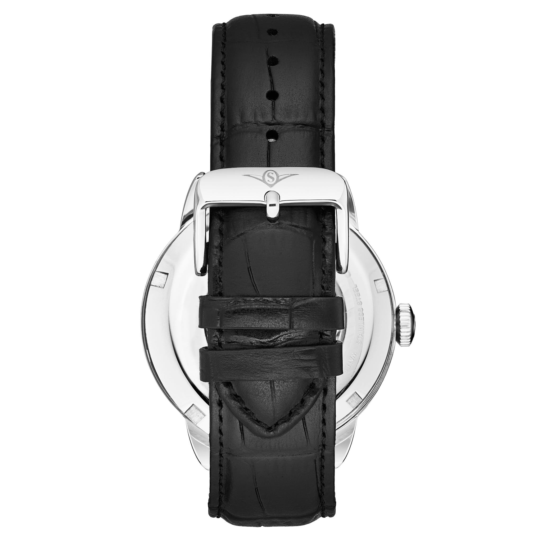 Stuhrling Original Mens Skeleton Automatic Dress Watch with Alligator Embossed Leather Strap Skeleton Dial