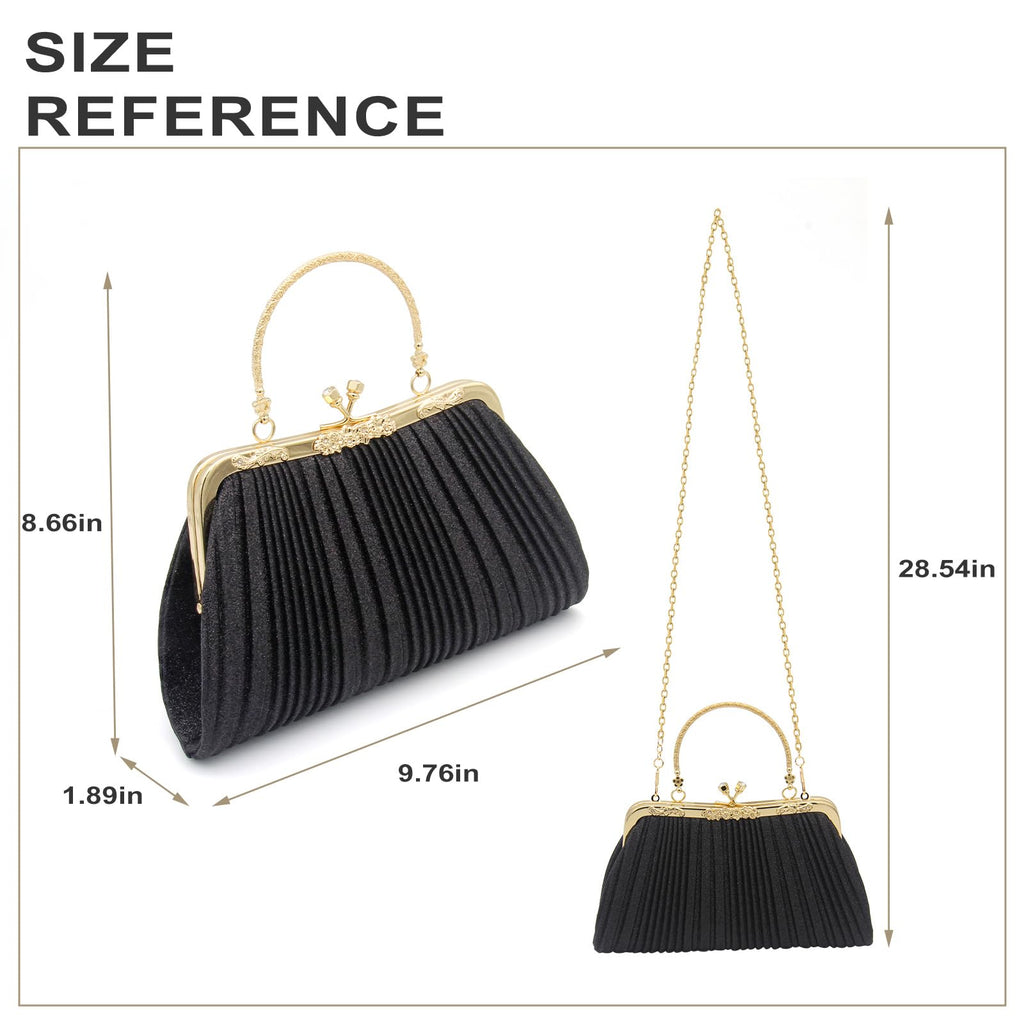 ZIMAIJIA Evening Bag Clutch Purses for Women, Sparkly Evening Bag Lady Girl Crossbody Shoulder Handbag for Party/Prom/Wedding/Formal-Black