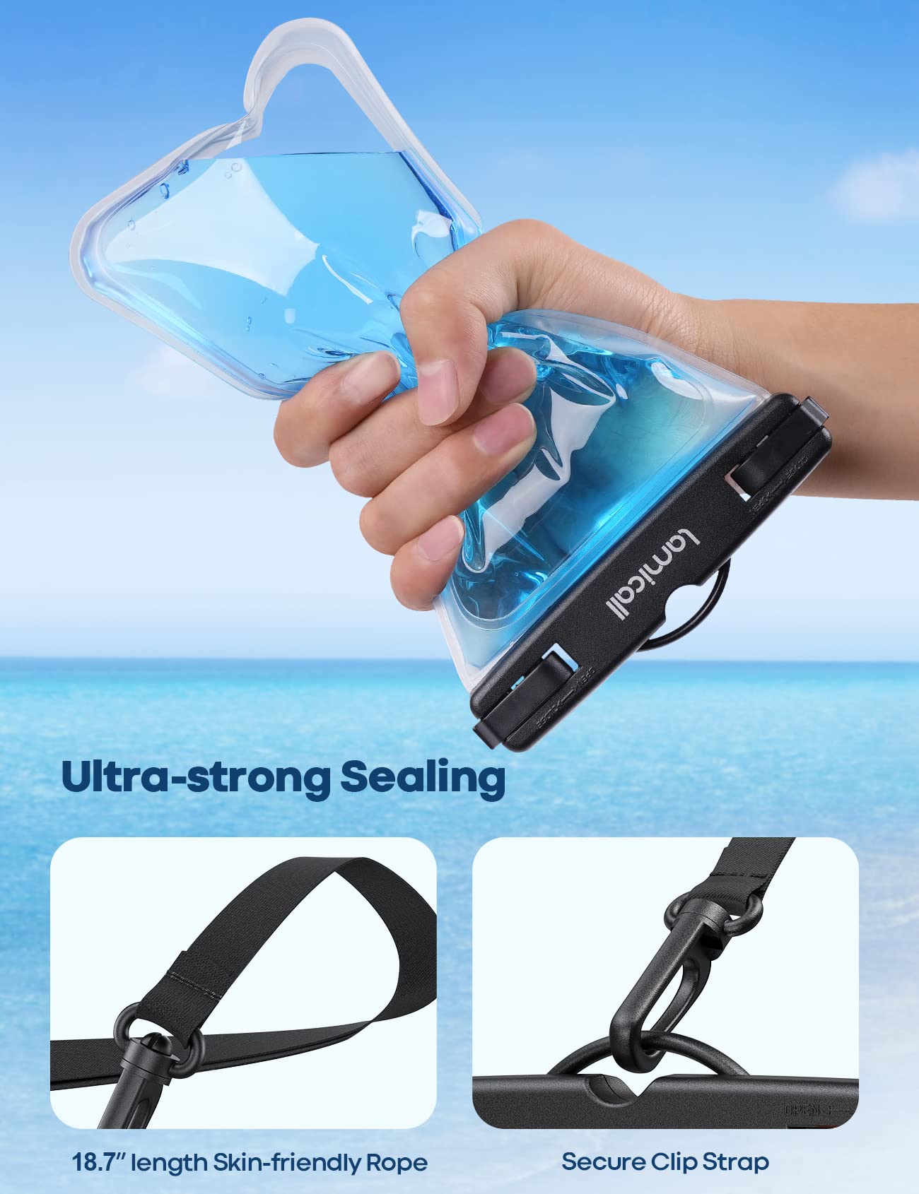 Lamicall Waterproof Phone Pouch Case - [2 Pack][Easy Lock & Heavy Duty] IPX8 Water Proof Cell Phone for Beach, Swimming Equipment Bags for iPhone 17 16 15 14 13 12 Pro Max Plus, Galaxy S25, 4-7"