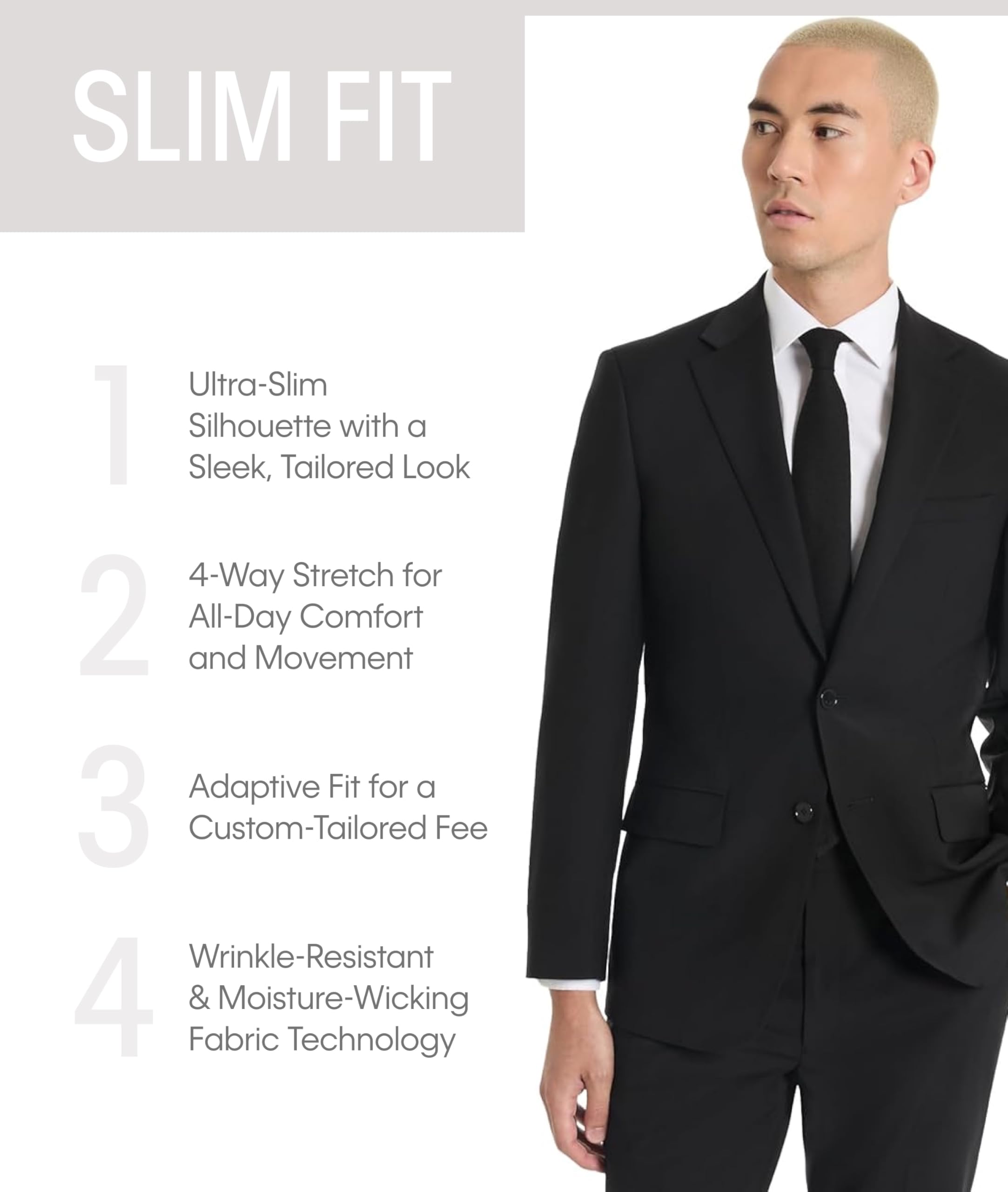 Calvin Klein Slim Fit Suit Separate Pants, Black, 3W x 32L