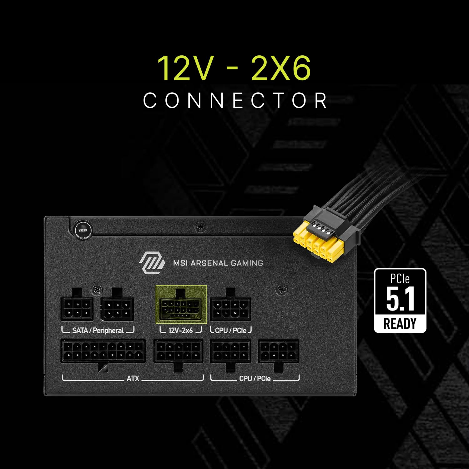MSI MAG A750GLS PCIE5, Fully Modular Compact Gaming 750W Power Supply, 80+ Gold, ATX 3.1 & PCIe 5.1 Ready, Native Dual-Color 12V-2x6 Cable, Low-Noise, Embossed Jacket Cables, 10 Year Warranty