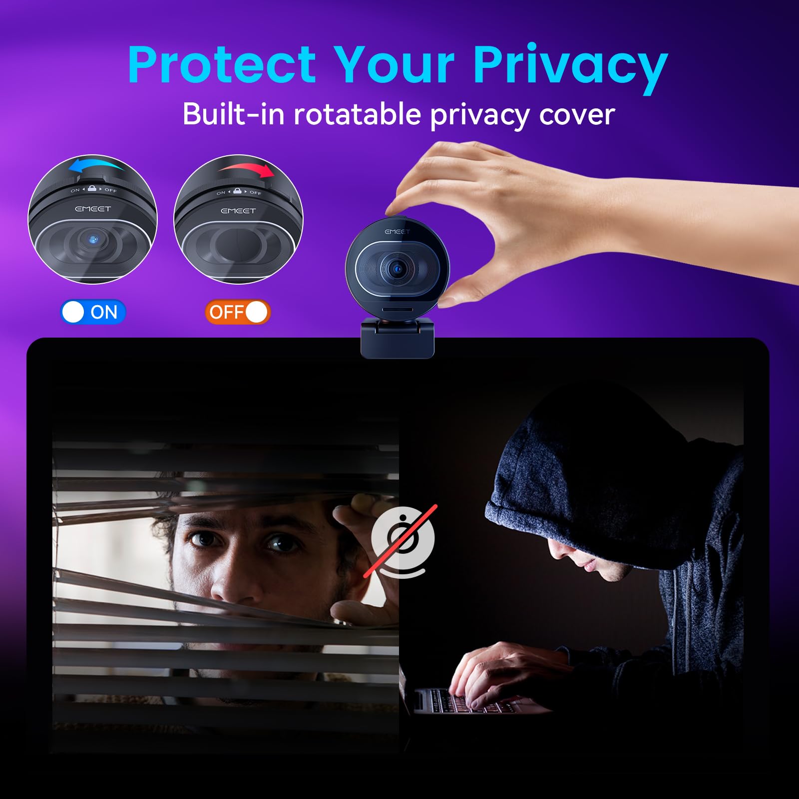 EMEET S600 4K Webcam for Streaming - Sony 1/2.55'' Sensor, PDAF Autofocus, 1080P@60FPS, 2 Noise Reduction Mics, Built-in Privacy Cover, 73° FOV, Streaming Camera for Live Commerce/Gaming/Beauty