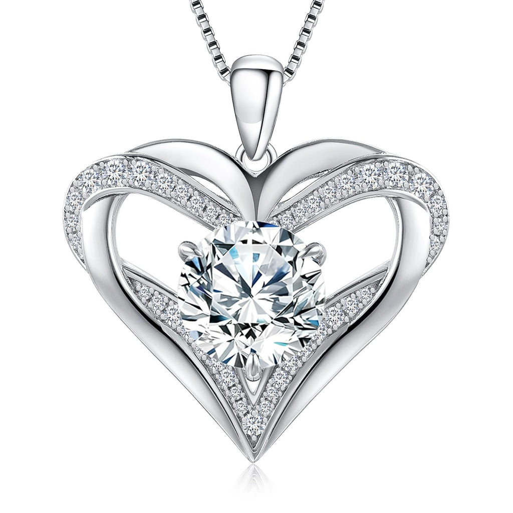 Moissanite Heart Pendant Necklaces for Women, 1-3 Carat Moissanite 925 Sterling Silver Necklace,Engraved 'I LOVE YOU' Gift for Wife Mom ,Ideal Anniversary Birthday Christmas Valentine Engagements Mothers Day Jewelry Gifts for Mom Wife Girlfriend Daughter