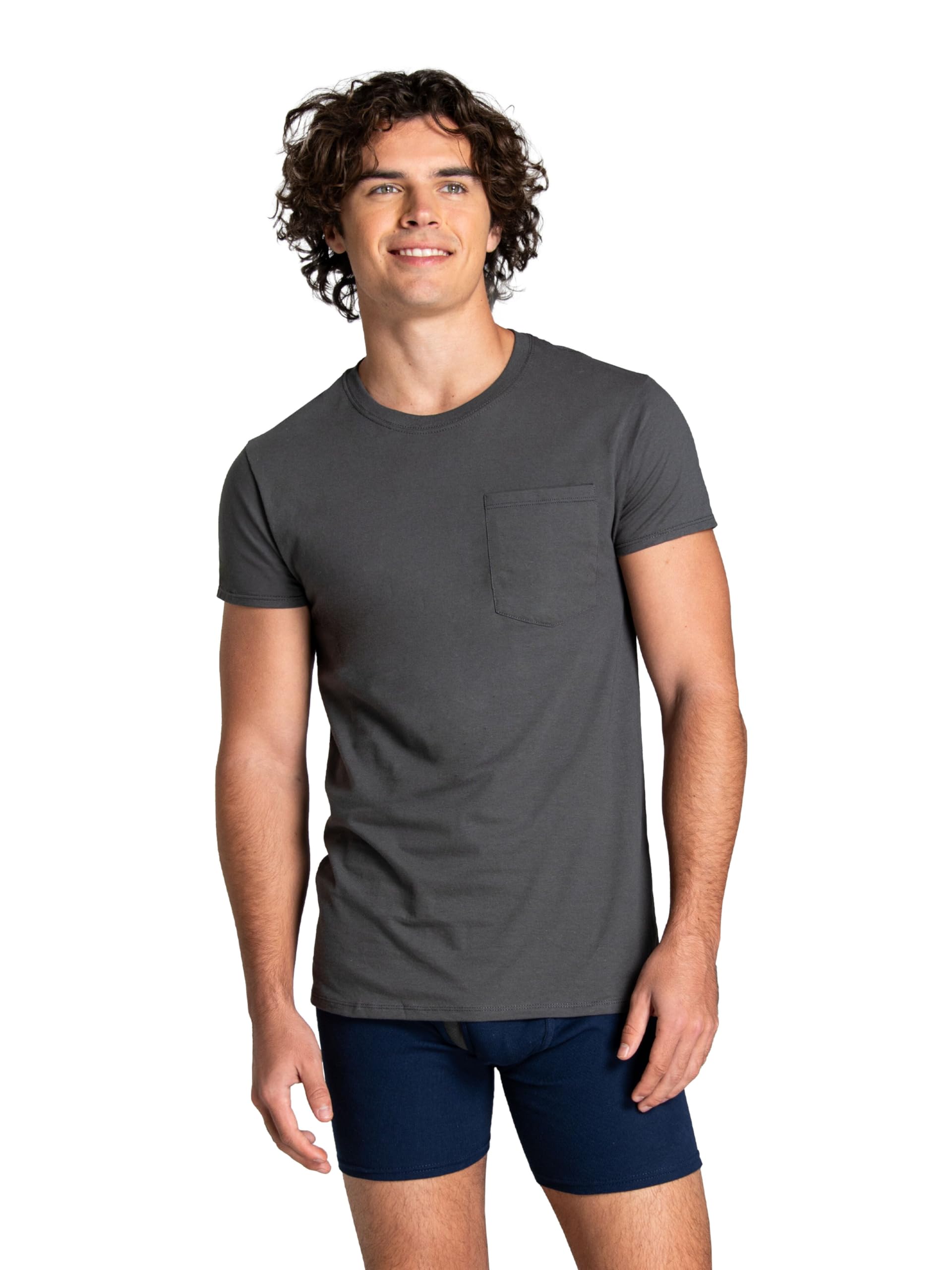 Fruit of the Loom Men's Pocket T-Shirt Multipack, (Pack of 6) - Assorted Colors, Large