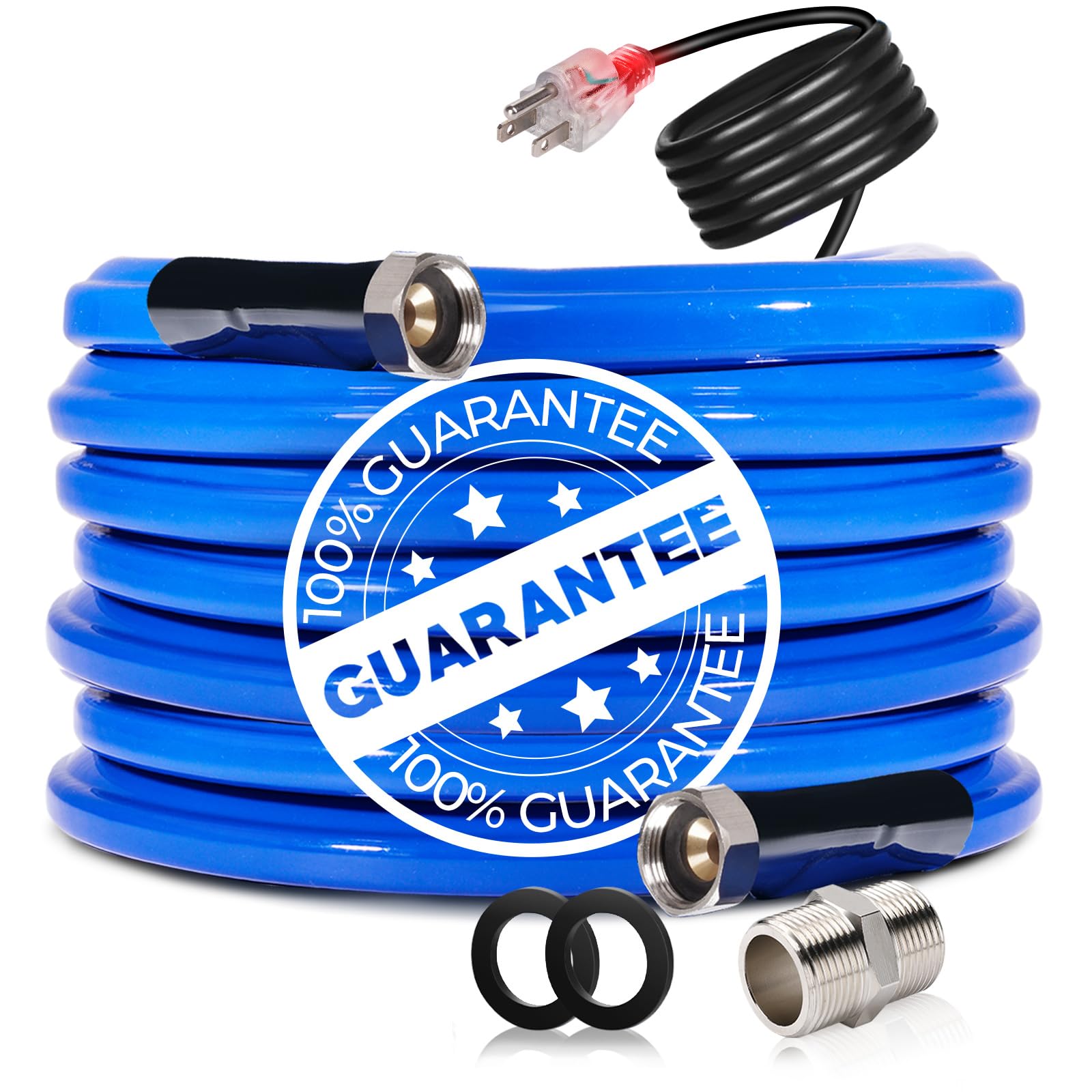 REHOSEUP 50FT Heated Water Hose for RV,-45 ℉ Anti-Freezing Heated Drinking Water Hose，Electrically Heated Hose of Rv Accessories，Rv Freshwater Hoses with Fittings