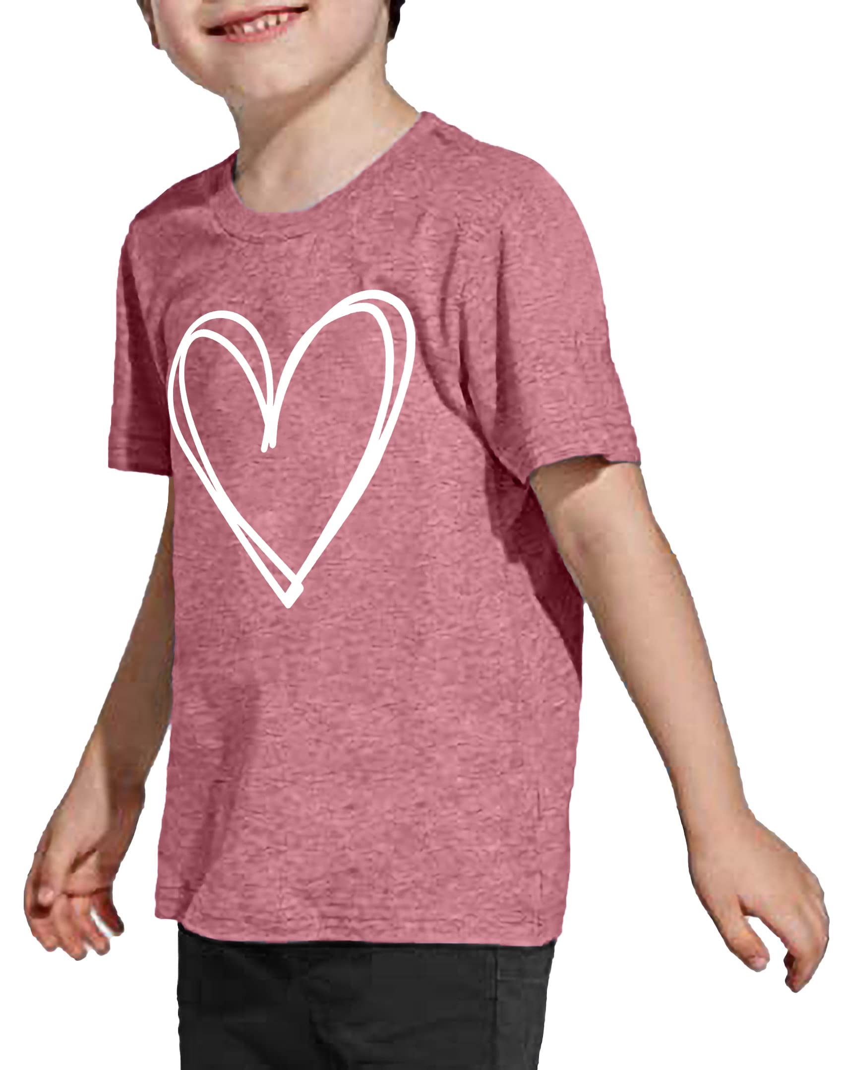 Toddler Valentine's Day Shirts Boys Girls Love Heart Graphic T-Shirt Valentine Short Sleeve Tee Tops