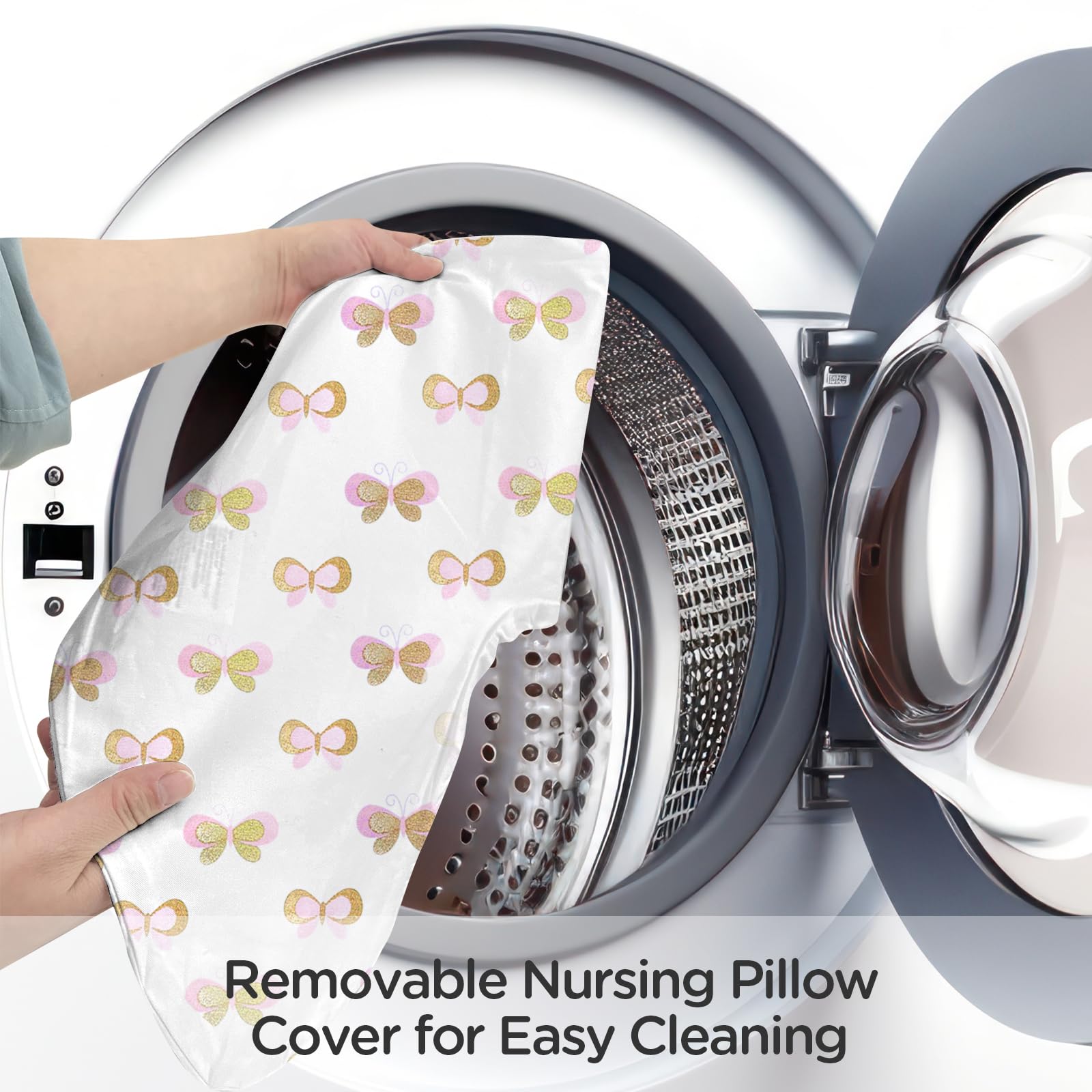 Little Grape Land Nursing Pillow, Breastfeeding Pillows for Mom with Removable Cover and Breathable Filling, Feeding Support Pillow for 0-16 Months, Multifunctional Support Cushion, Butterfly