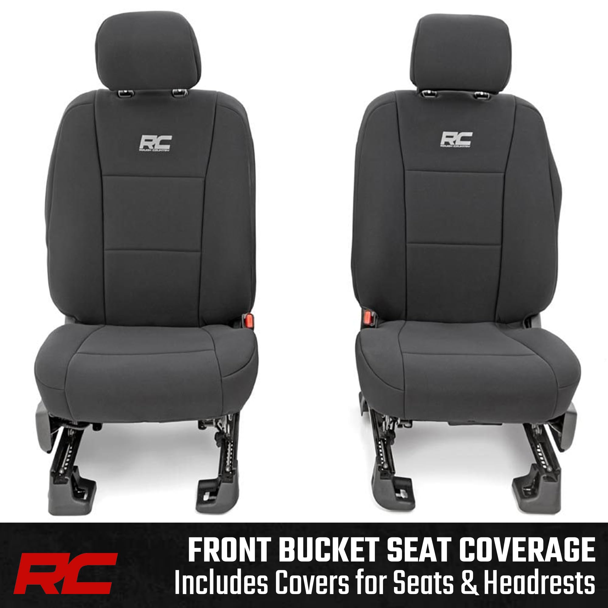 Rough Country Neoprene Front & Rear Seat Covers for Ford F-150, Lightning, F-250 & F-350 (2015-2026) Crew Cab w/Front Bucket Seats & Rear 60/40 Split