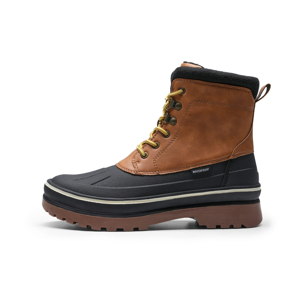 Bruno Marc Men's Insulated Waterproof Snow Boots Warm Fur Lined Outdoor Winter Boot Brown/Yellow,Size11,SBSB229M
