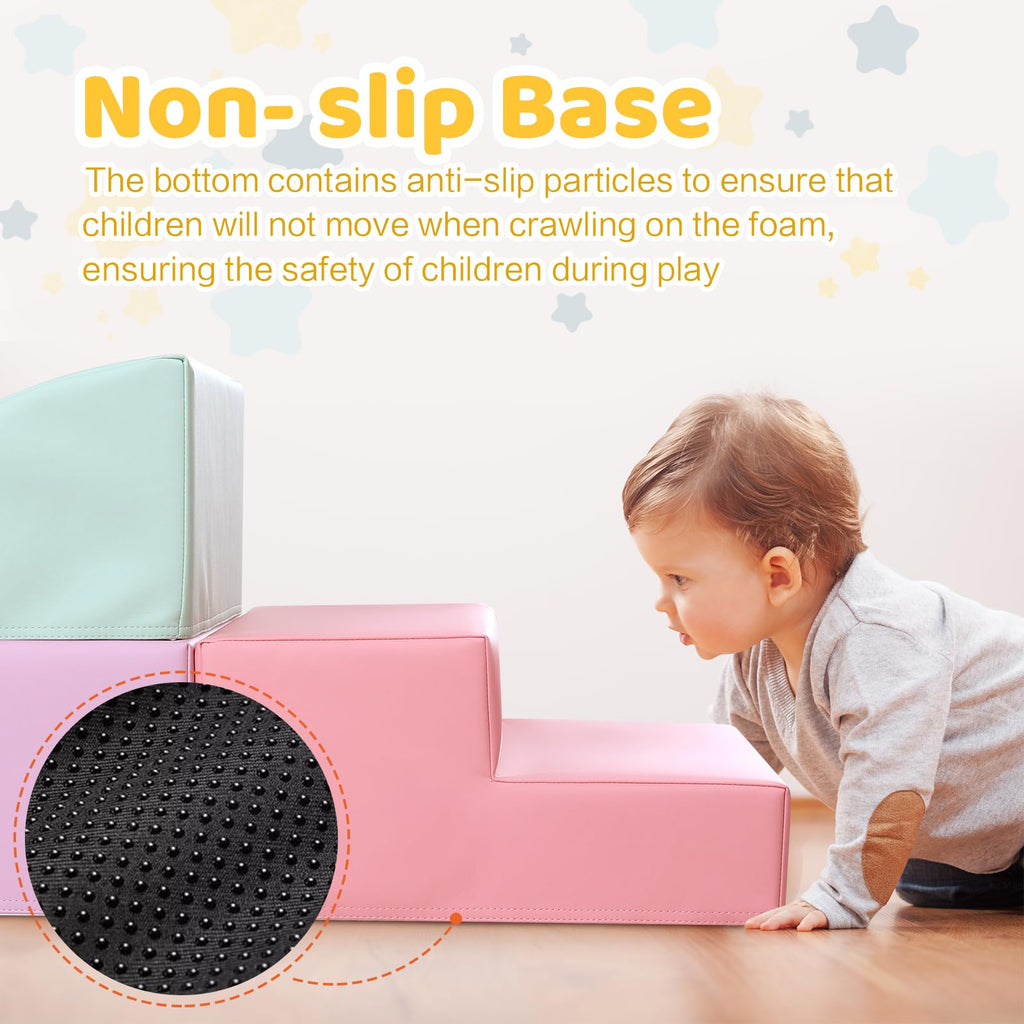 Hoohtoot Foam Climbing Blocks for Toddler: with 4-Piece PU Leather Climbing Toys and a Ball Pit - Foam Ball Pit for Toddlers - Climbing Toys Indoor for Kids Crawling (Purple Climbing Blocks)