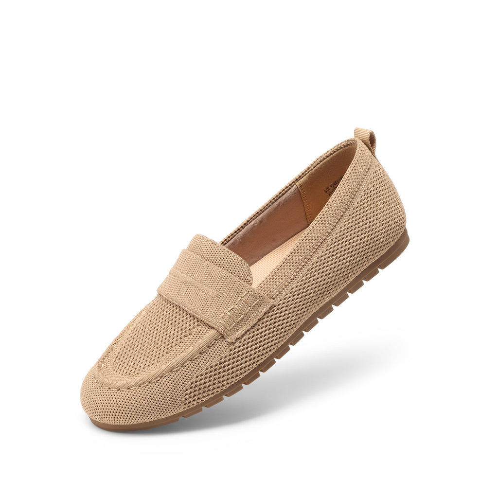 DREAM PAIRS Loafers for Women Penny Knitted Loafer Casual Comfortable Slip On Flats Work Business Walking Shoes,Size 6.5,Nude,SDLS26001W