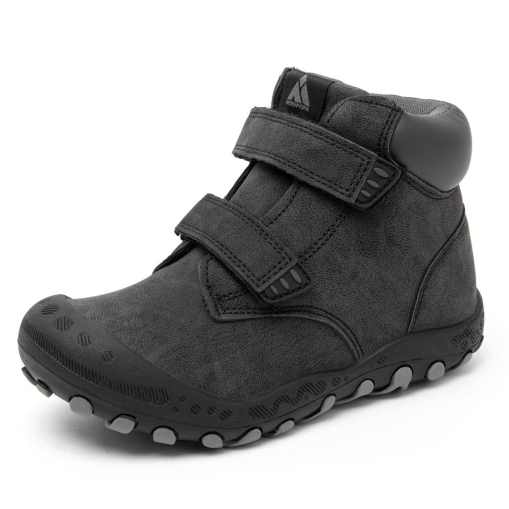 Mishansha Unisex-Child Outdoor Ankle Hiking Boots Boys Girls Trekking Walking Shoes with Hook and Loop C-black 7.5 Toddler