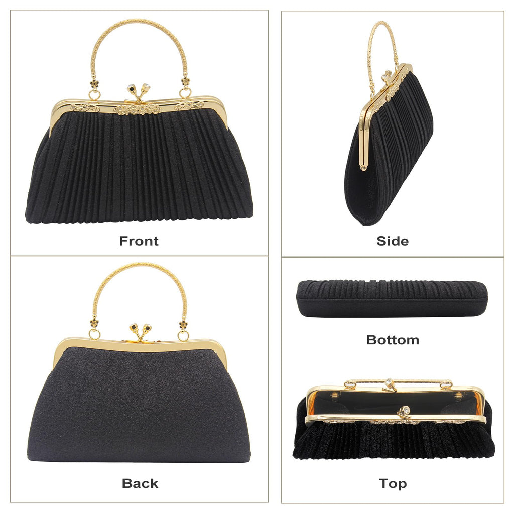 ZIMAIJIA Evening Bag Clutch Purses for Women, Sparkly Evening Bag Lady Girl Crossbody Shoulder Handbag for Party/Prom/Wedding/Formal-Black