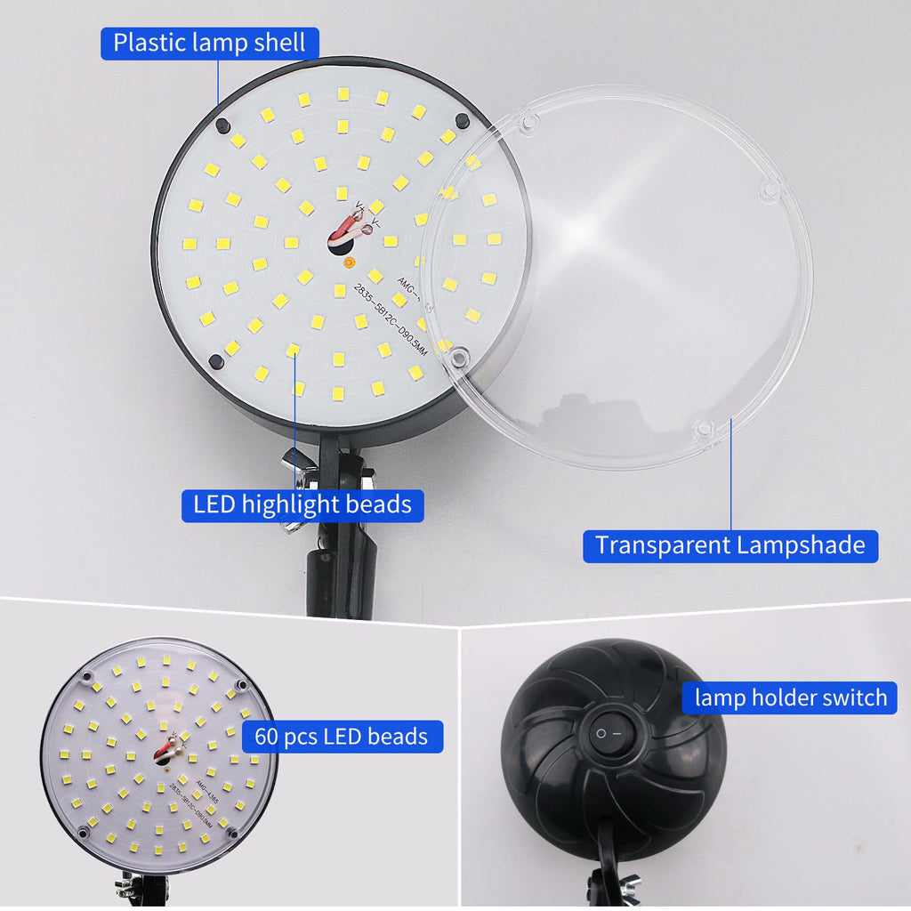 WangJiaTai Magnetic Work Light, LED Machine Light, Work Light with Flexible & Magnetic Base, Shop Tool Lamp for Lathe, Work Bench, Sewing Machine, Bandsaw, Industrial Lighting, 2000 Lumens, Black