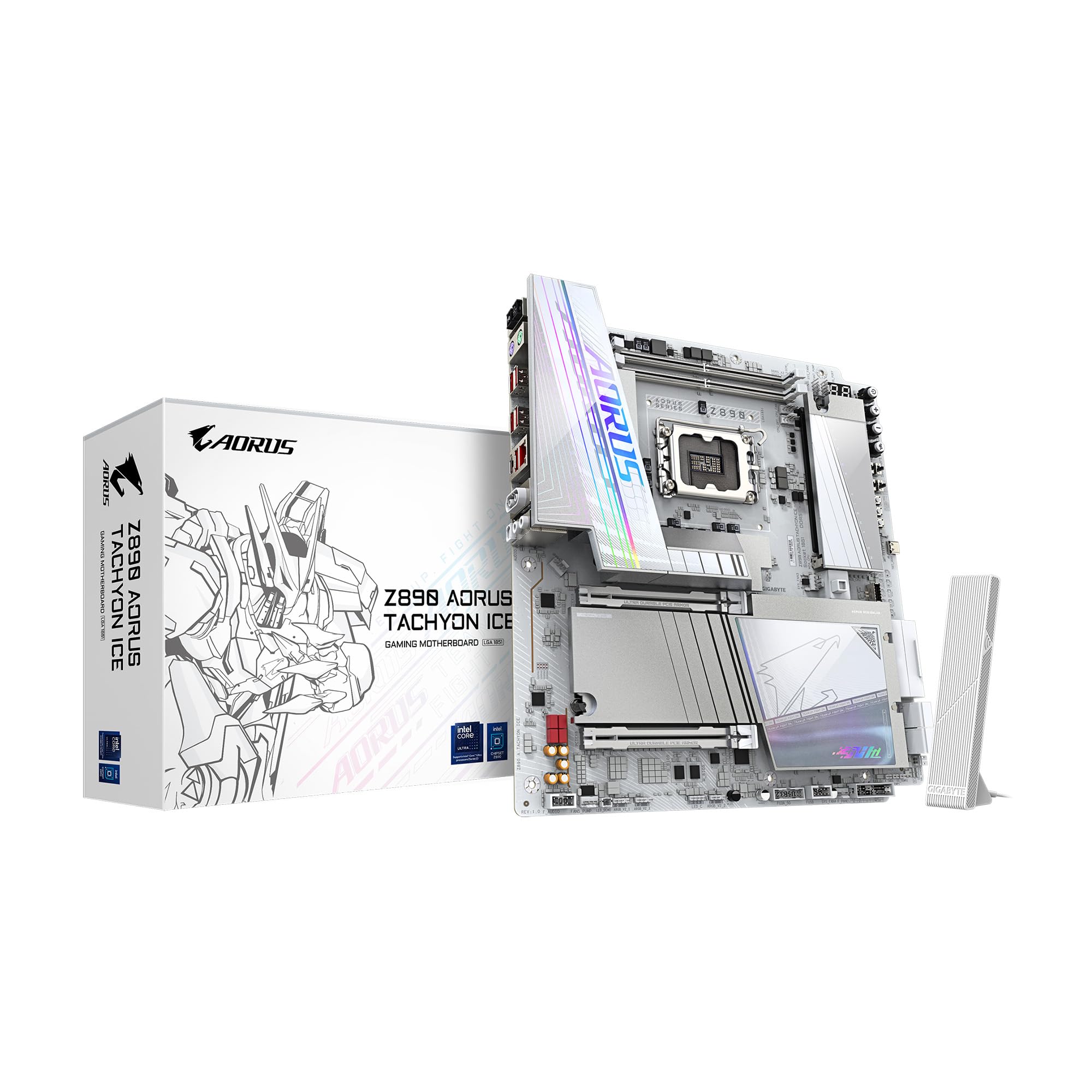 GIGABYTE Z890 AORUS Tachyon ICE Intel Core Ultra (Series 2) LGA 1851 Motherboard, E-ATX, DDR5, 4X M.2, PCIe 5.0, Thunderbolt 4, WIFI7, 5GbE LAN, D5 Bionic Corsa