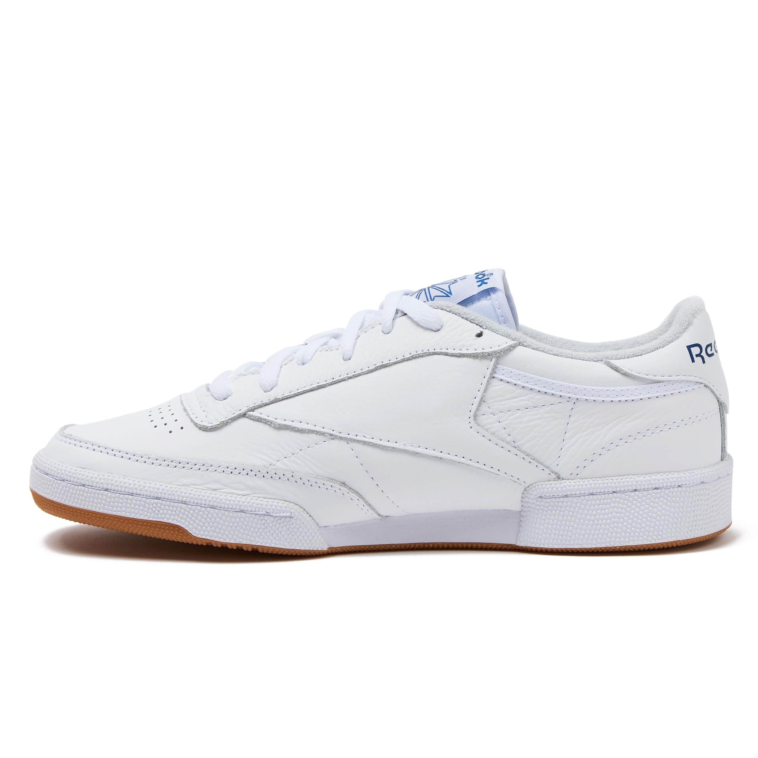 Reebok Club C 85 Mens Tennis Shoes, Casual Fashion White Sneakers for Men, Footwear White/Blue/Gum, 9.5