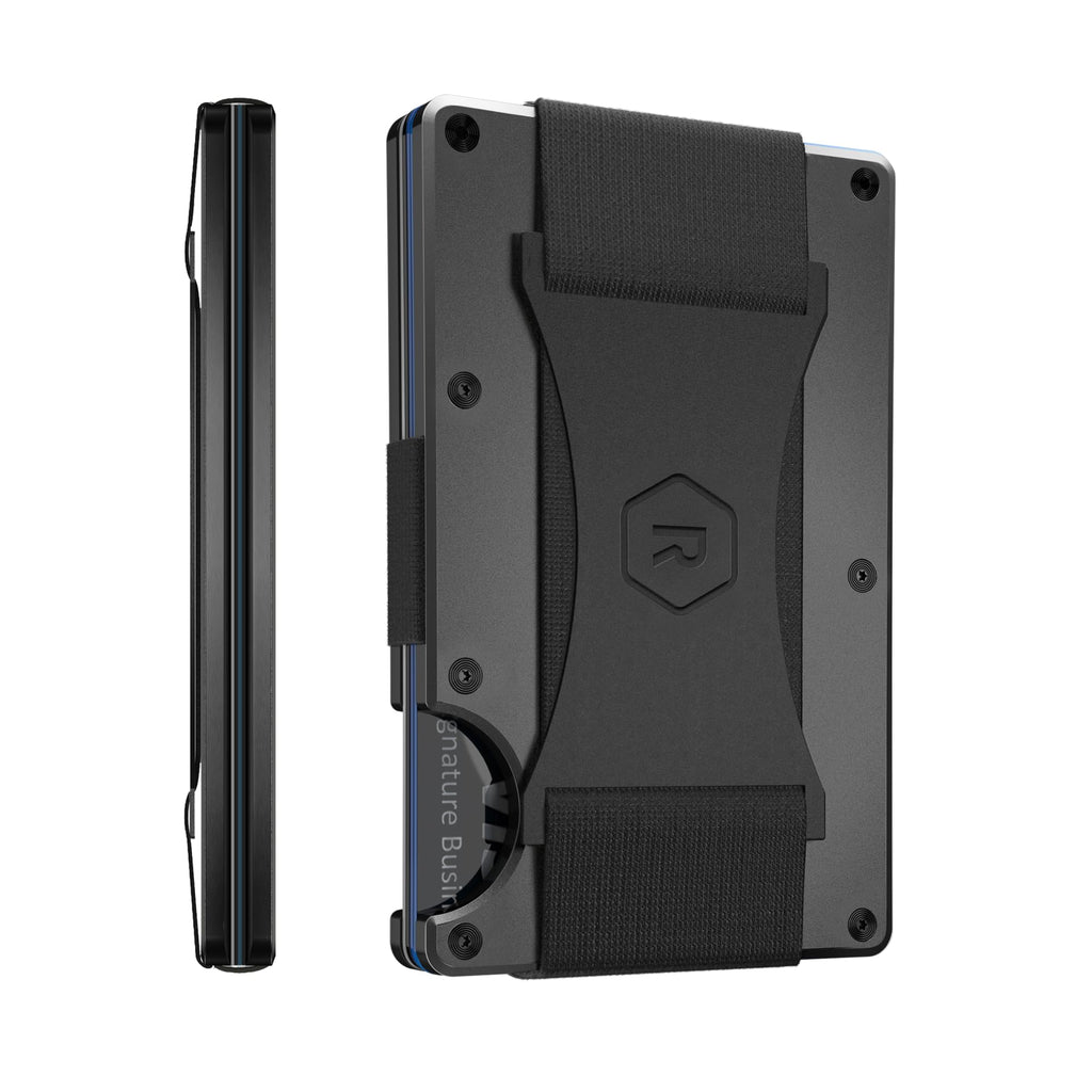 Ridge Wallet for Men - Slim Minimalist Compact Wallet and Card Holder, RFID Protected Front Pocket Wallets for Men with Integrated Cash Strap (Gunmetal)