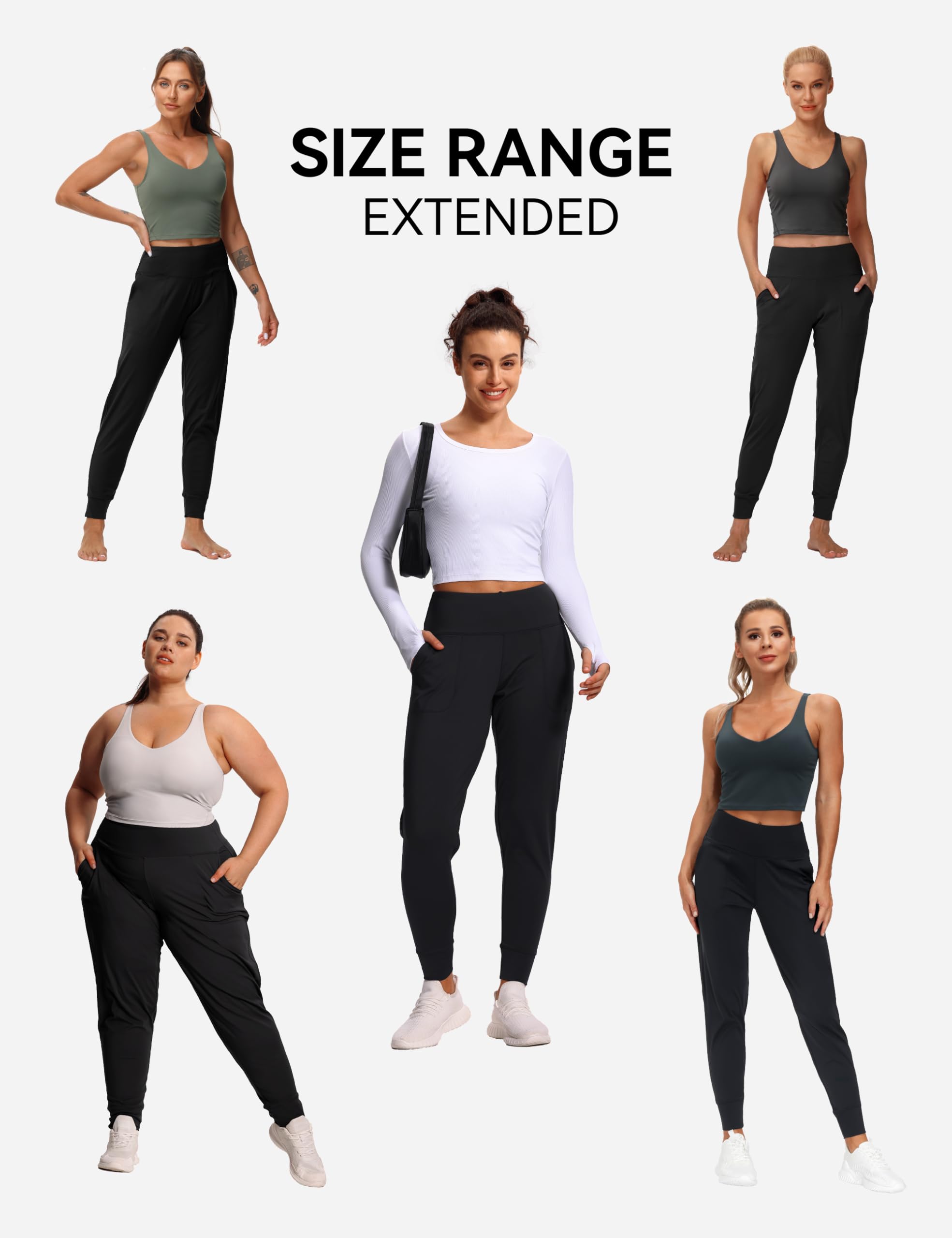 THE GYM PEOPLE Womens Joggers Pants with Pockets Athletic Leggings Tapered Lounge Pants for Workout, Yoga, Running, Training (Large, Black)