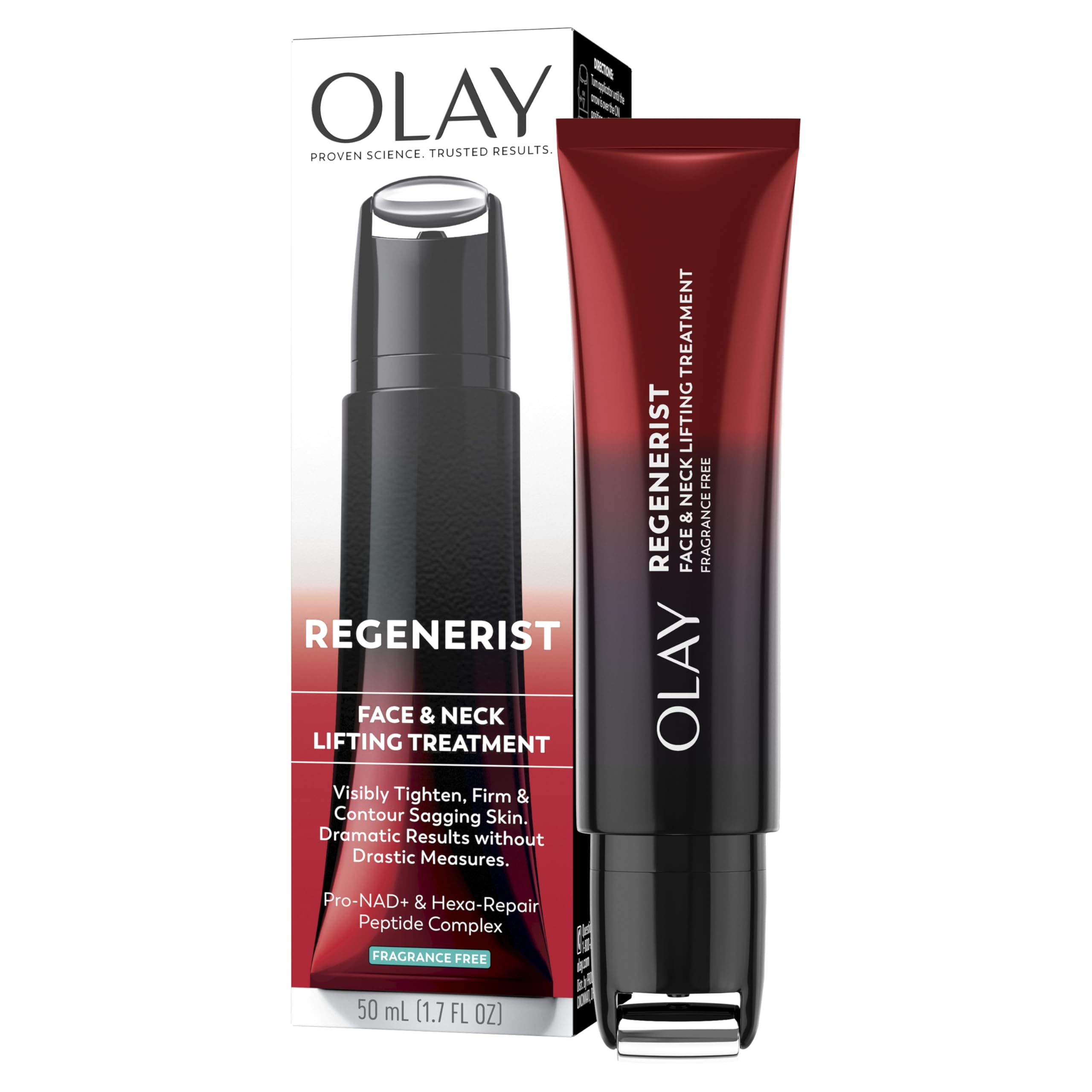 Olay Regenerist Neck and Face Roller, Neck Cream for Tightening and Firming, Anti-Aging Moisturizer for Women, Anti-Wrinkle Serum, Face Lift Cream, Cooling, Fragrance-Free, Hexa-Repair & NAD+, 1.7oz