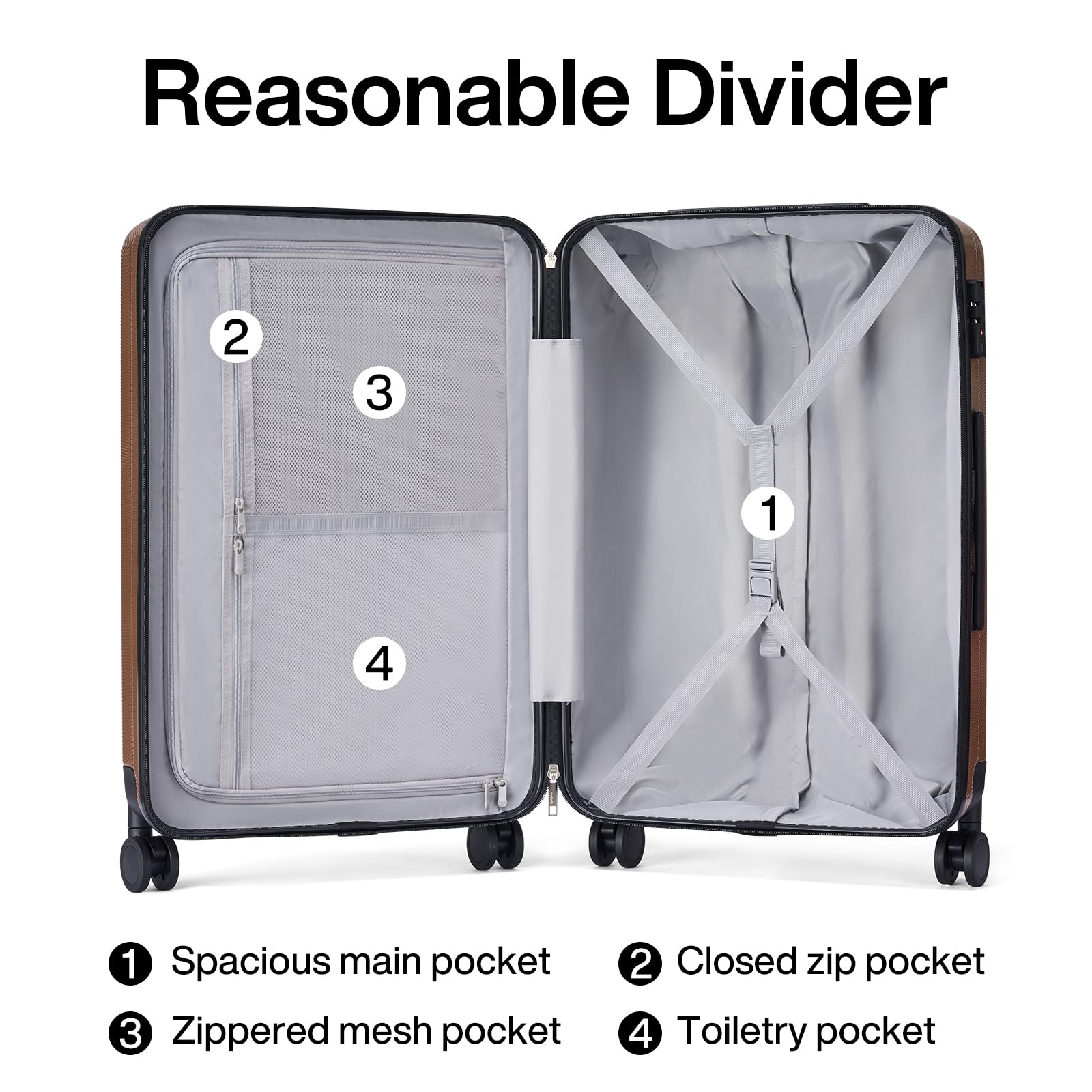 Hanke Luggage Sets 2 piece Carry On Luggage with Wheels PC Hard Shell Suitcases Lightweight Checked Travel Luggage Large Travel Suitcase Woman Men 20/29 Inch （Brown）
