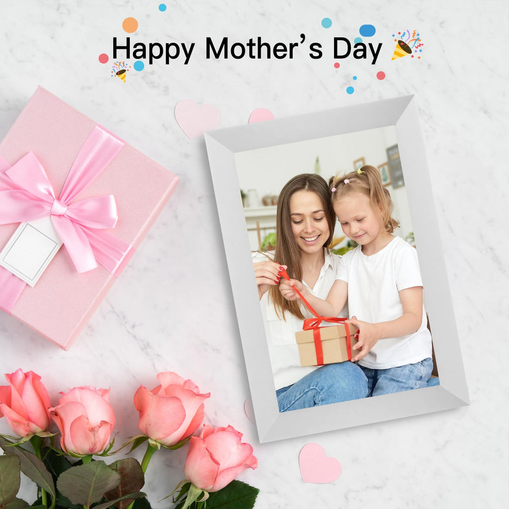 Anna Bella Digital Picture Frame 10.1 Inch IPS HD Touch Screen WiFi Smart Digital Photo Frame with 32GB Storage, Auto-Rotate, Easy Setup to Share Photos or Videos Remotely via AiMOR APP White