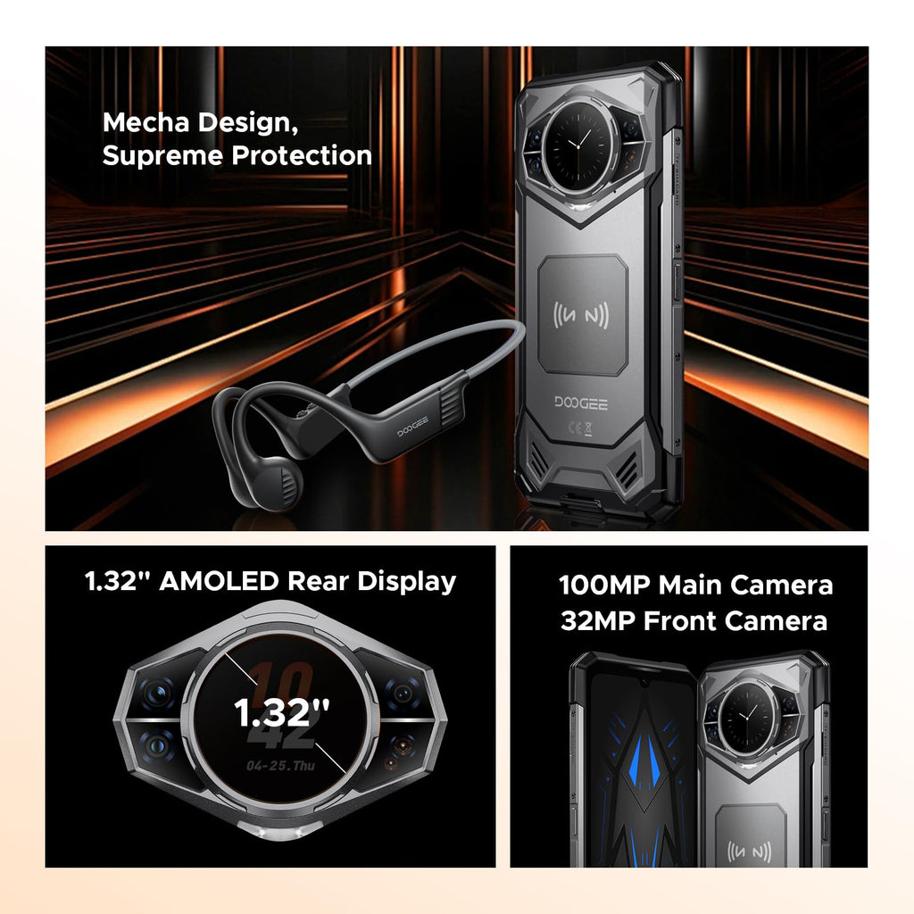 DOOGEE S200 5G Rugged Phone Unlocked, 6.72" FHD + 120 Hz Display & 1.32" Rear Screen, 48GB+256GB/2TB, Android 16 Rugged Smartphone, 10100mAh, 100MP+20MP Night Vision, IP68/IP69K/NFC/Fingerprint/GPS