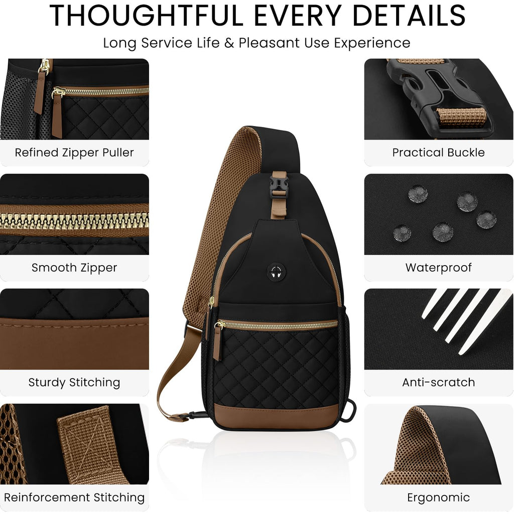 Vankor Small Crossbody Purses Bags for Women Men Travel, Chest Sling Bag Women Casual Cross Body Bag for Woman Sling Backpack Black