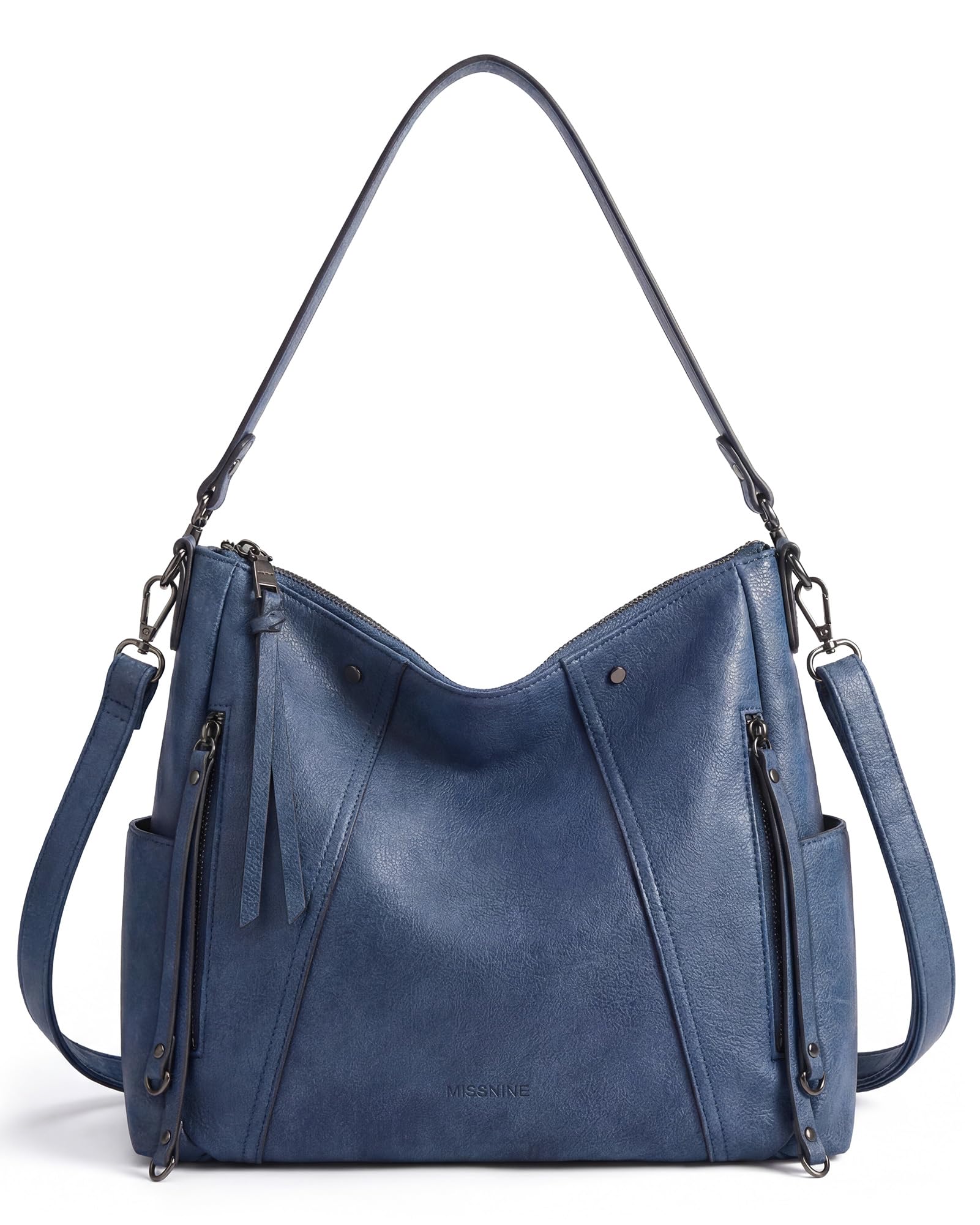 Missnine Hobo Bag for Women Crossbody Purse and Handbags Vegan Leather Shoulder Tote Bag with Multi-Pockets, Blue