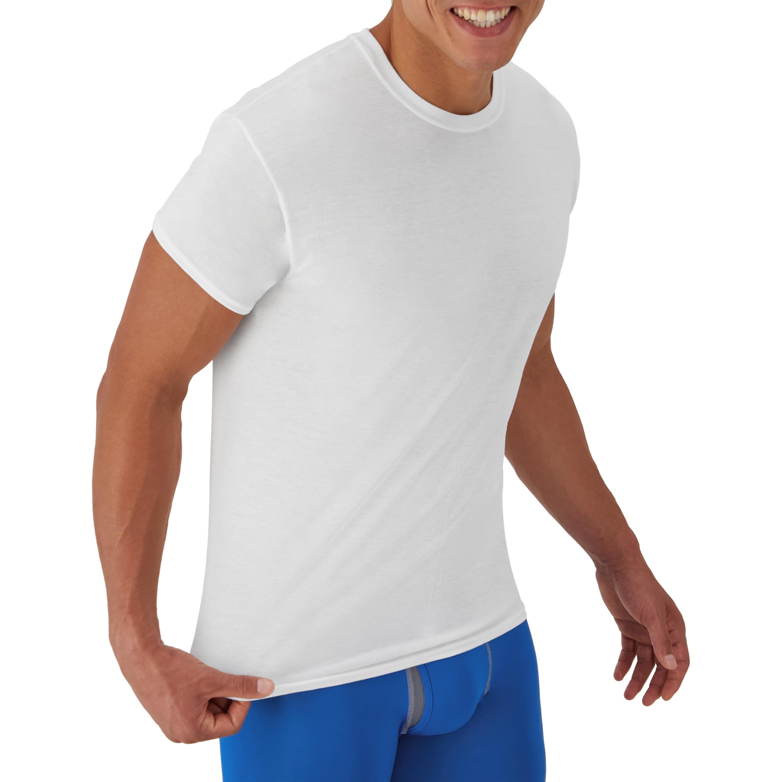Hanes Men Hanes Men's White Performance Moisture-Wicking Crewneck Undershirt Tees, 5-Pack