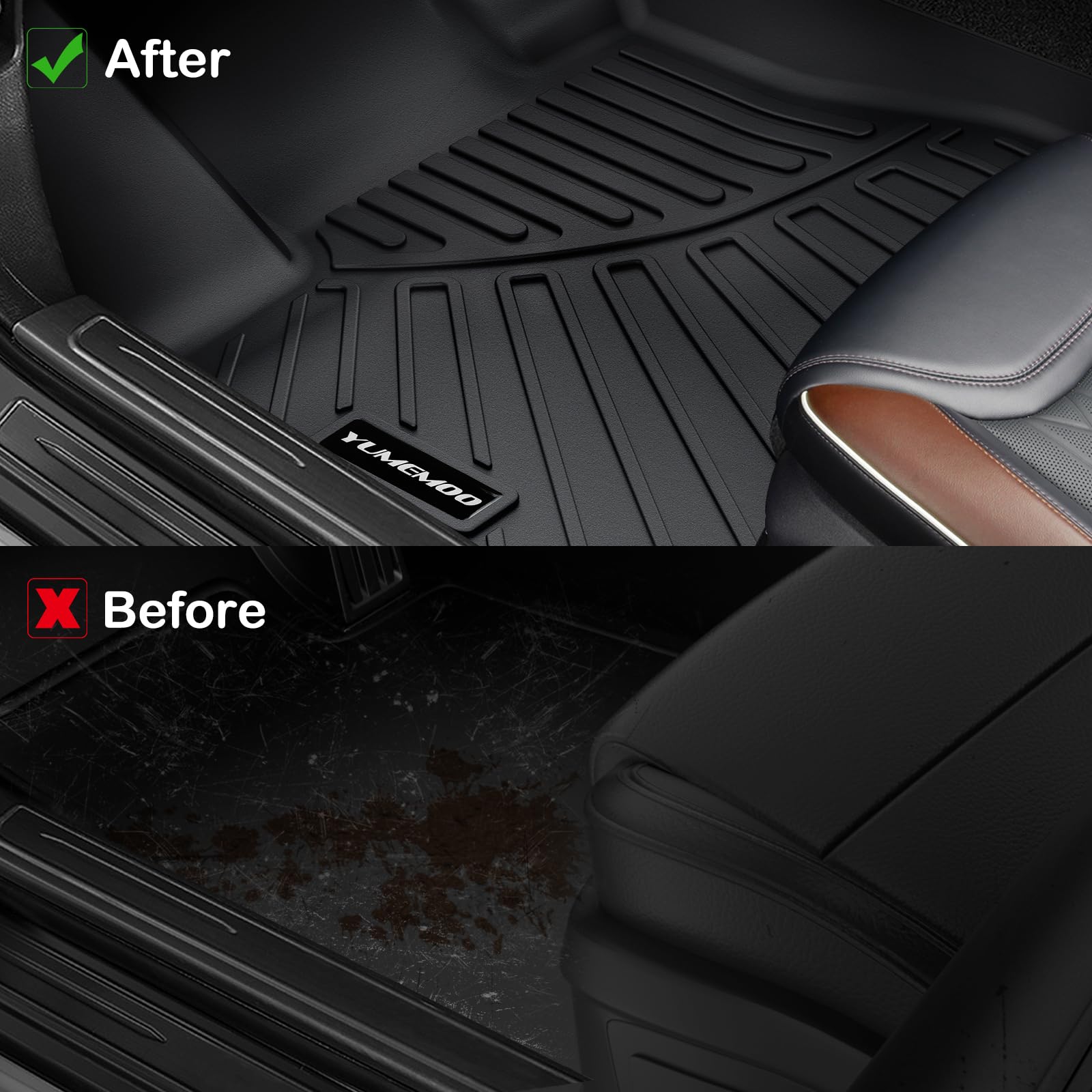 Floor Mats for 2011-2016 Hyundai Elantra All Weather TPE Floor Liners Custom Fit for Elantra 2011-2016 1st & 2nd Row Anti-Slip Full Set Car Mats(Not Fit GT or Touring Models)