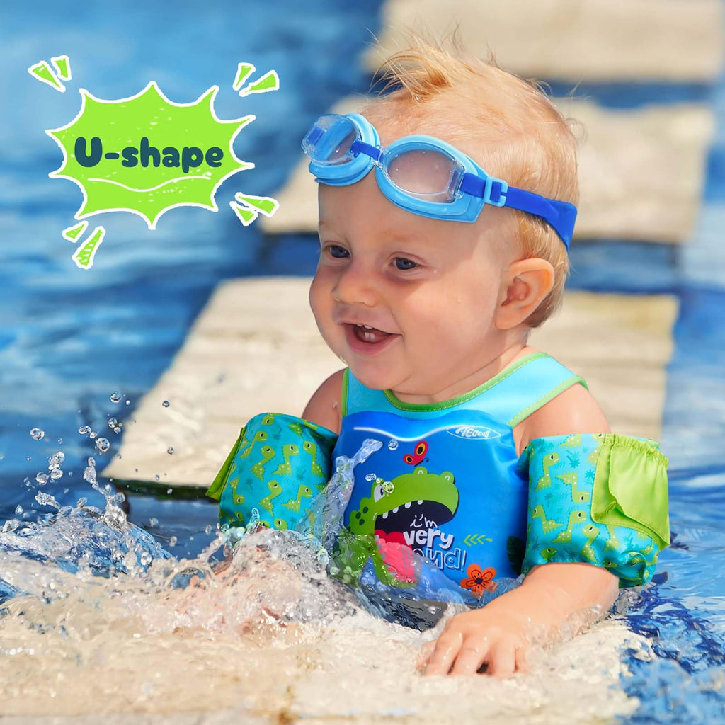 AEOCOO Puddle Float Jumper 20-30-50 Pounds, Toddler Swim Vest for 1-3-5 Years Old, Pool Floats with Swimming Arm Floaties Swim Jacket with Water Wings for Kids Swimmies, Boys, Girls, Niños, Dinosaur