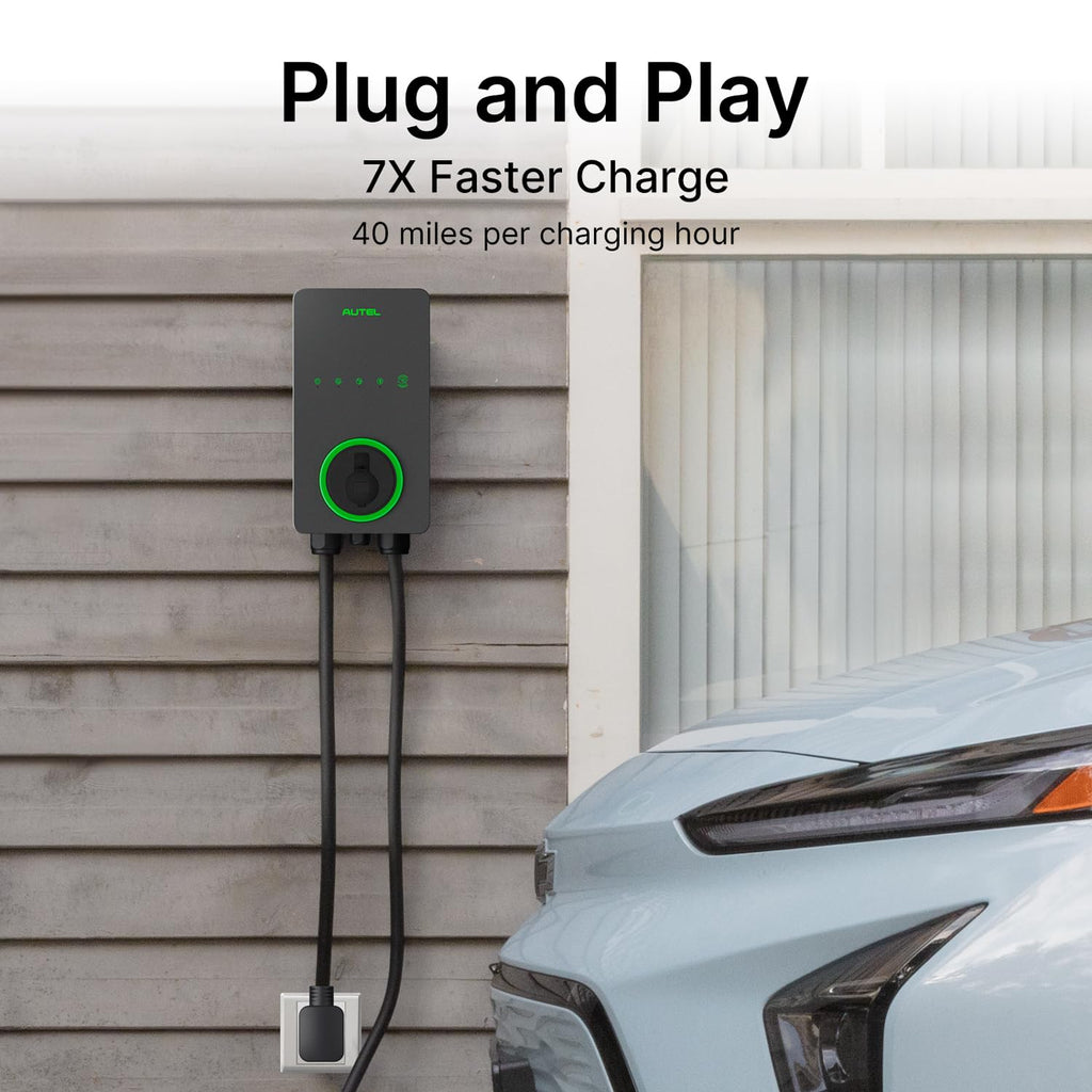 Autel Level 2 EV Charger 40 Amp Home Smart AI Electric Vehicle (EV) Charger, Wi-Fi and Bluetooth Enabled EVSE, with in-Body Holster and 25-Foot Cable NEMA 14-50 Plug(Dark Gray)