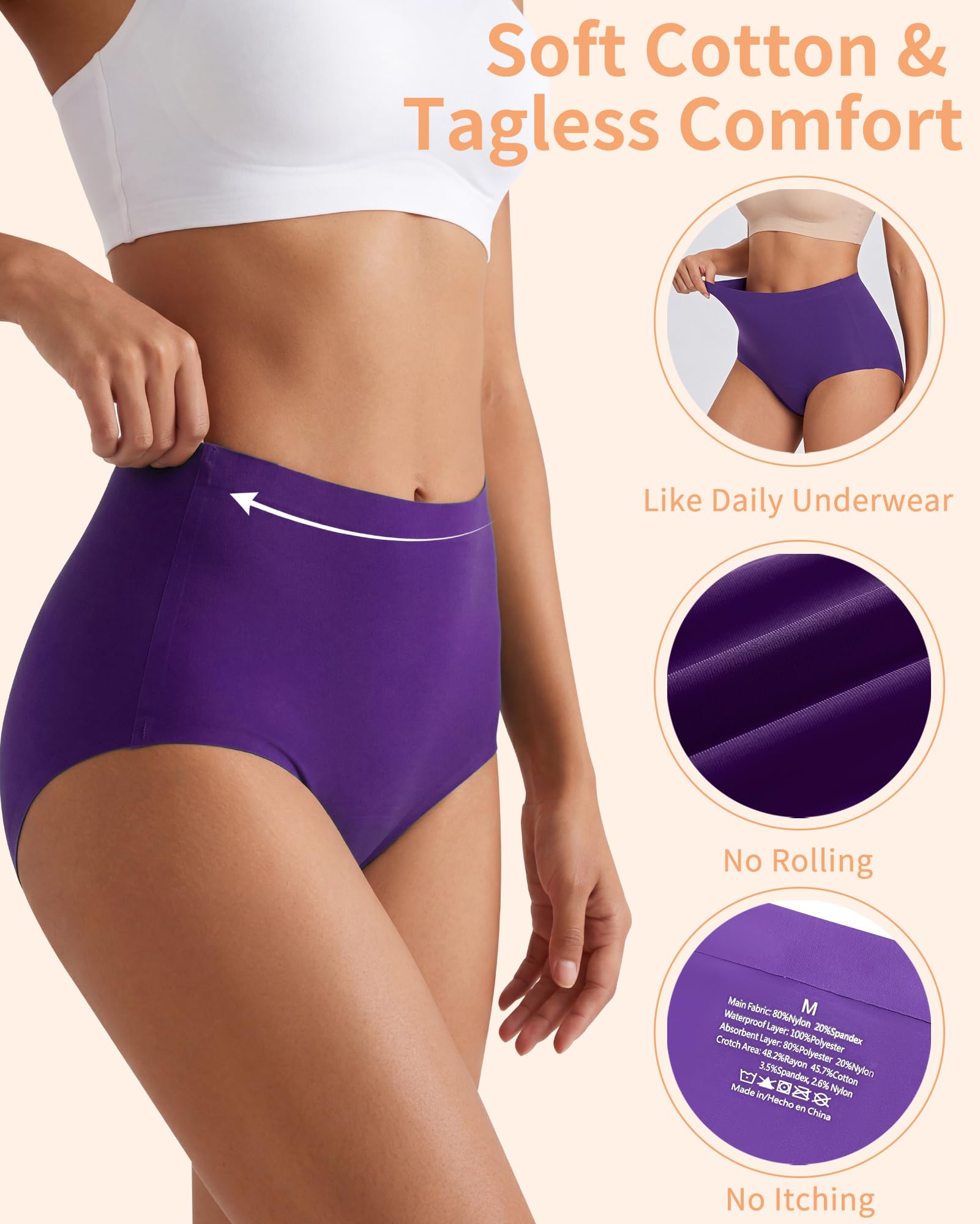 anthuth Period Underwear for Women High-Waist, Leakproof Reusable Panties for Heavy Flow & Bladder Leak Incontinence