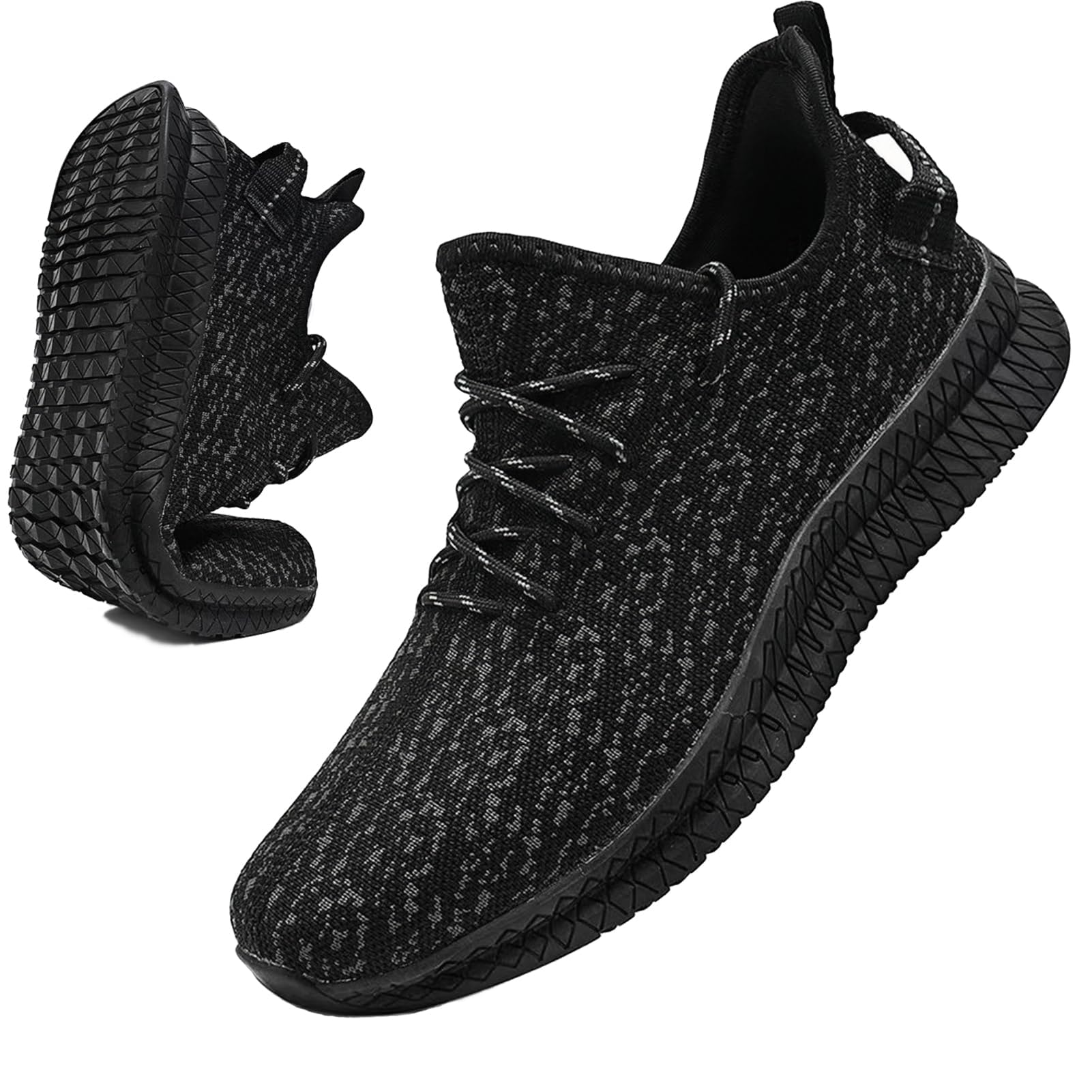 VNANV Mens Slip On Walking Shoes Lightweight Breathable Non Slip Running Comfortable Gym Tennis Athletic Fashion Sneakers Men (Black,8)
