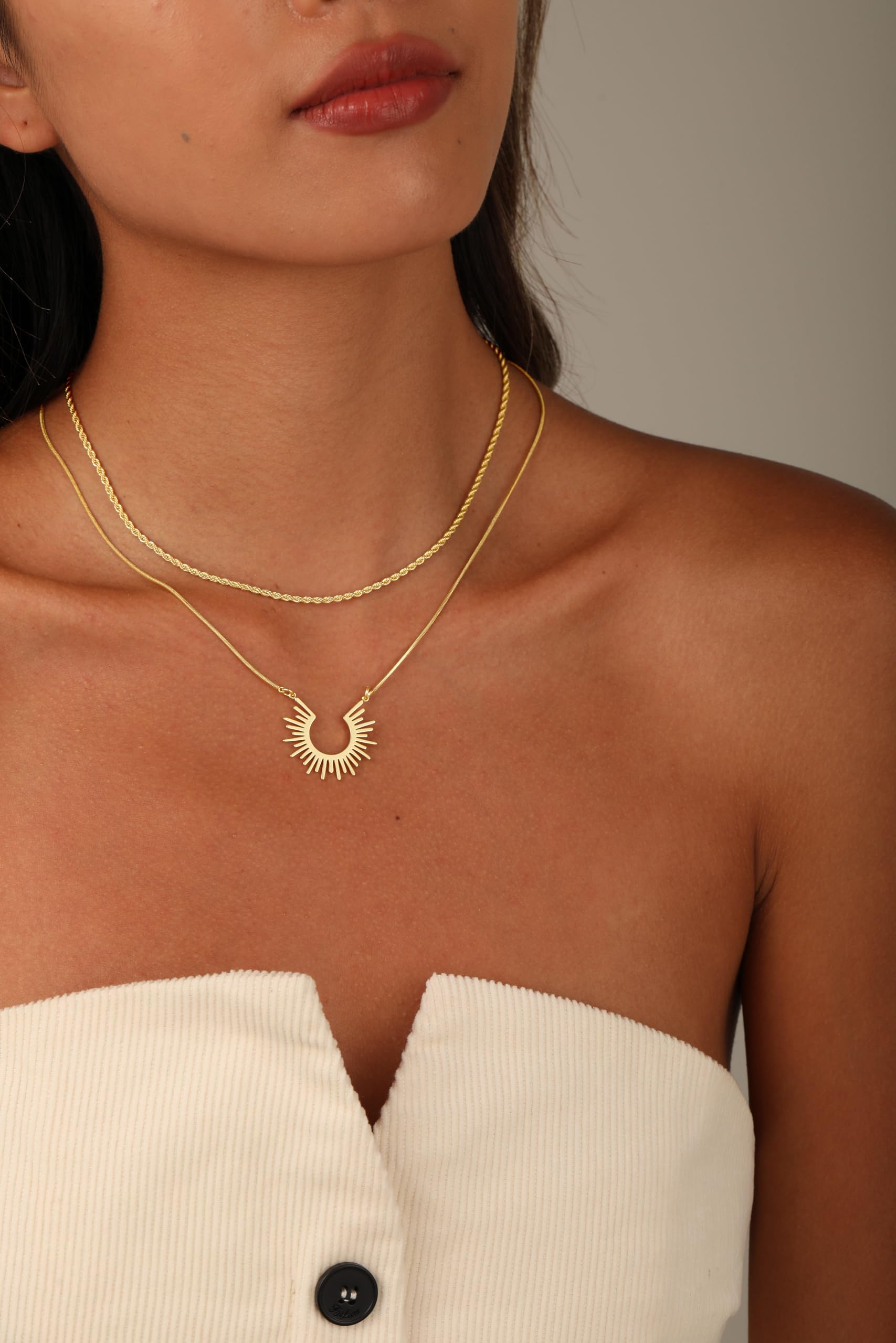 CHESKY Gold Necklaces for Women Trendy, 14k Gold Plated Necklace Stack Dainty Boho Pendant Charm Necklace Layered Necklace for Women Non Tarnish Gold Jewelry Sit Boho Beach Jewelry for Women Gifts Accessories