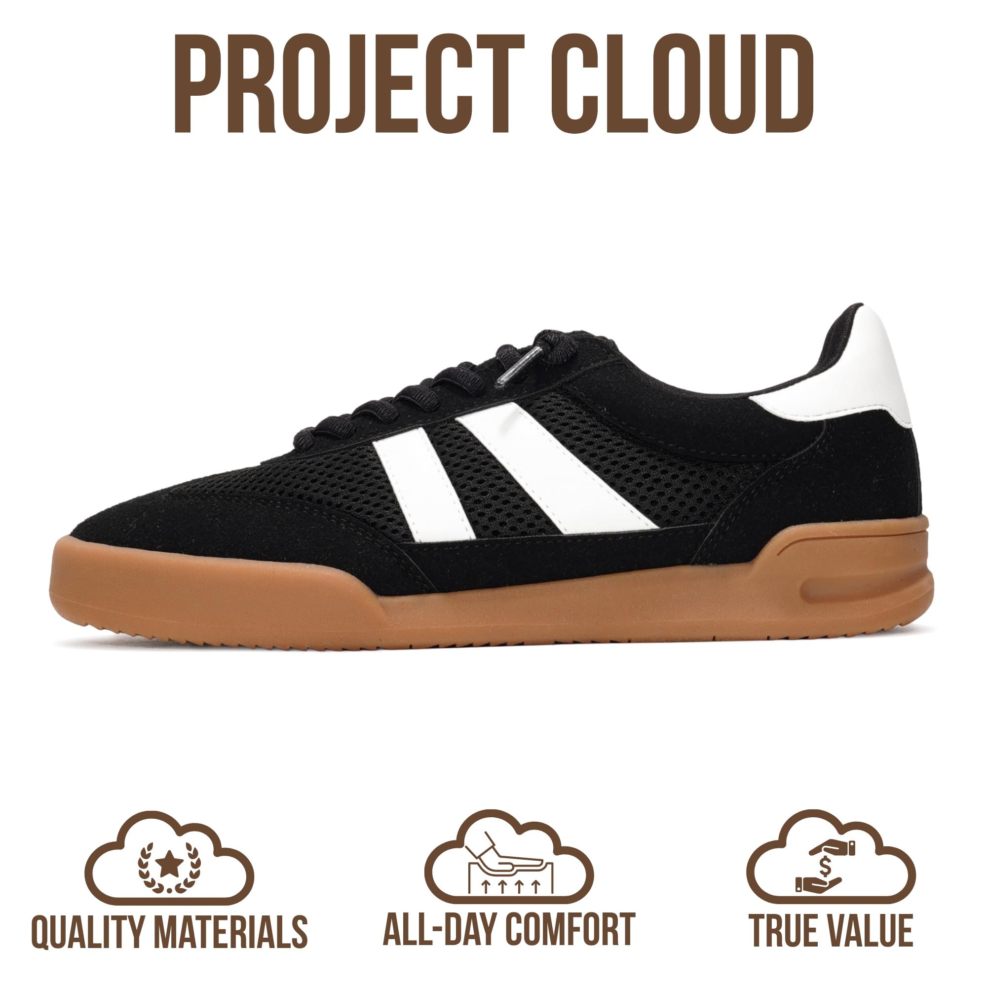 Project Cloud 100% Genuine Leather Casual Sneakers for Women - Memory Foam Insoles - Womens Shoes & Lightweight Women's Fashion Sneakers - Slip On Shoes for Women Footwear (Verdy, BLK, 5.5)