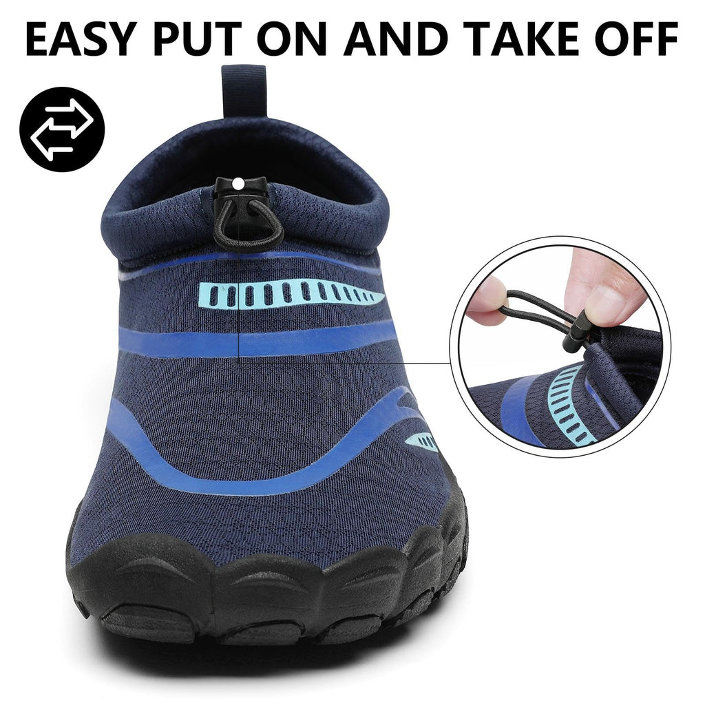 Mishansha Water Shoes Men Quick Dry Swim Shoes for Men Lightweight Non-Slip Aqua Beach Blue Black-E0153 12.5 Women/10.5 Men