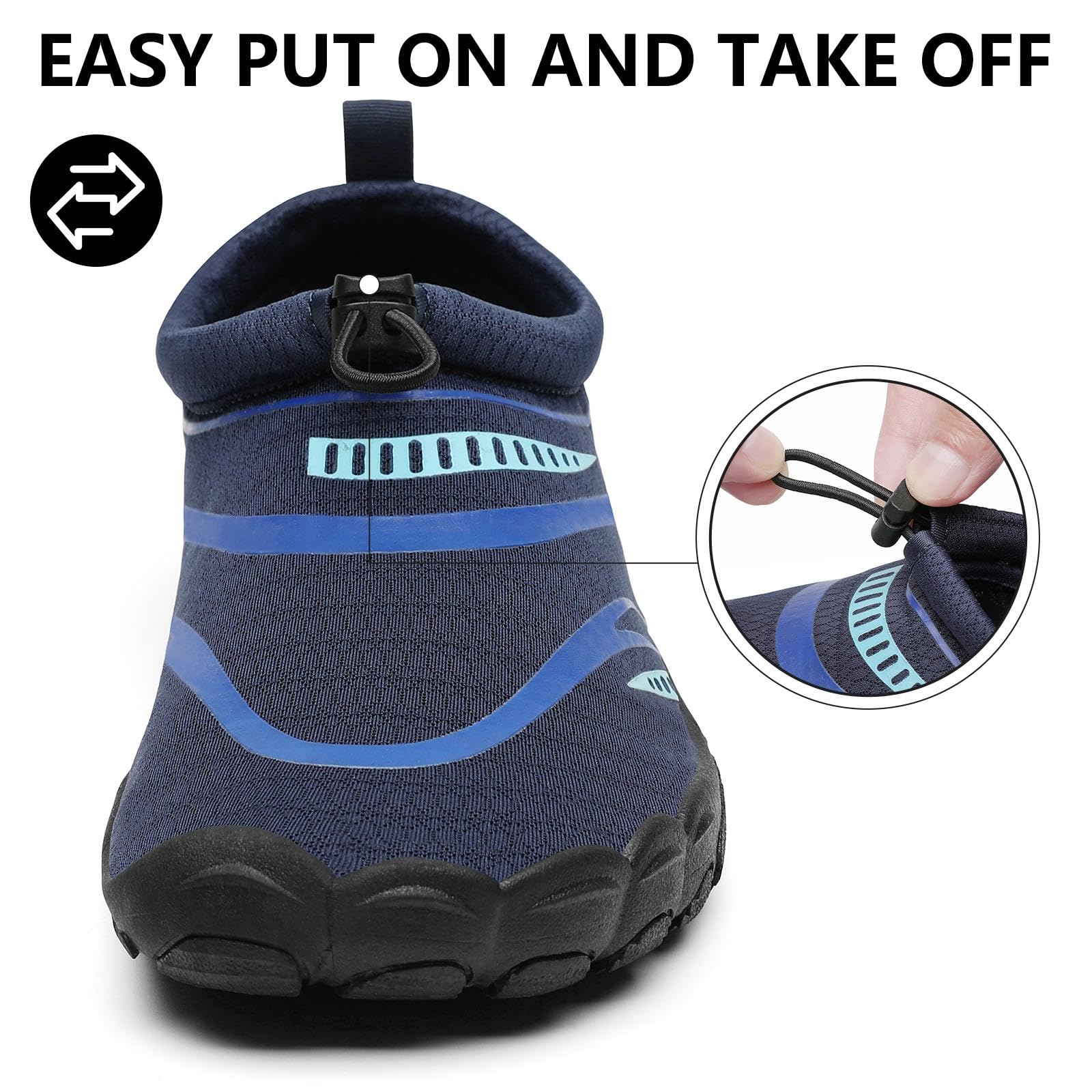 Mishansha Barefoot Shoes for Men Lightweight Water Shoes Men Quick Dry Swim Aqua Five Toe Beach Shoes Blue Black-E0153 13.5 Women/11.5 Men
