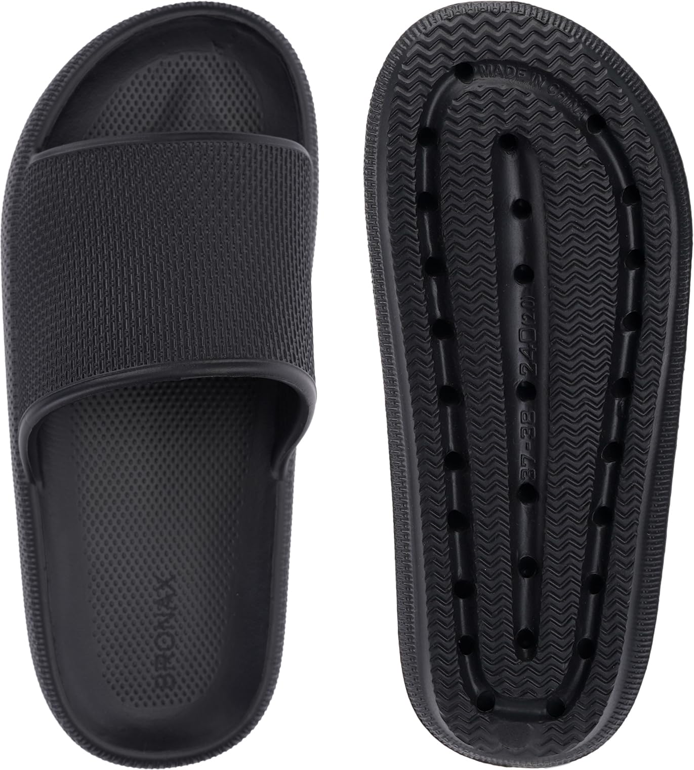 BRONAX Pillow Slippers for Women and Men | House Slides Shower Sandals | Cushioned Thick Sole 42-43 Black