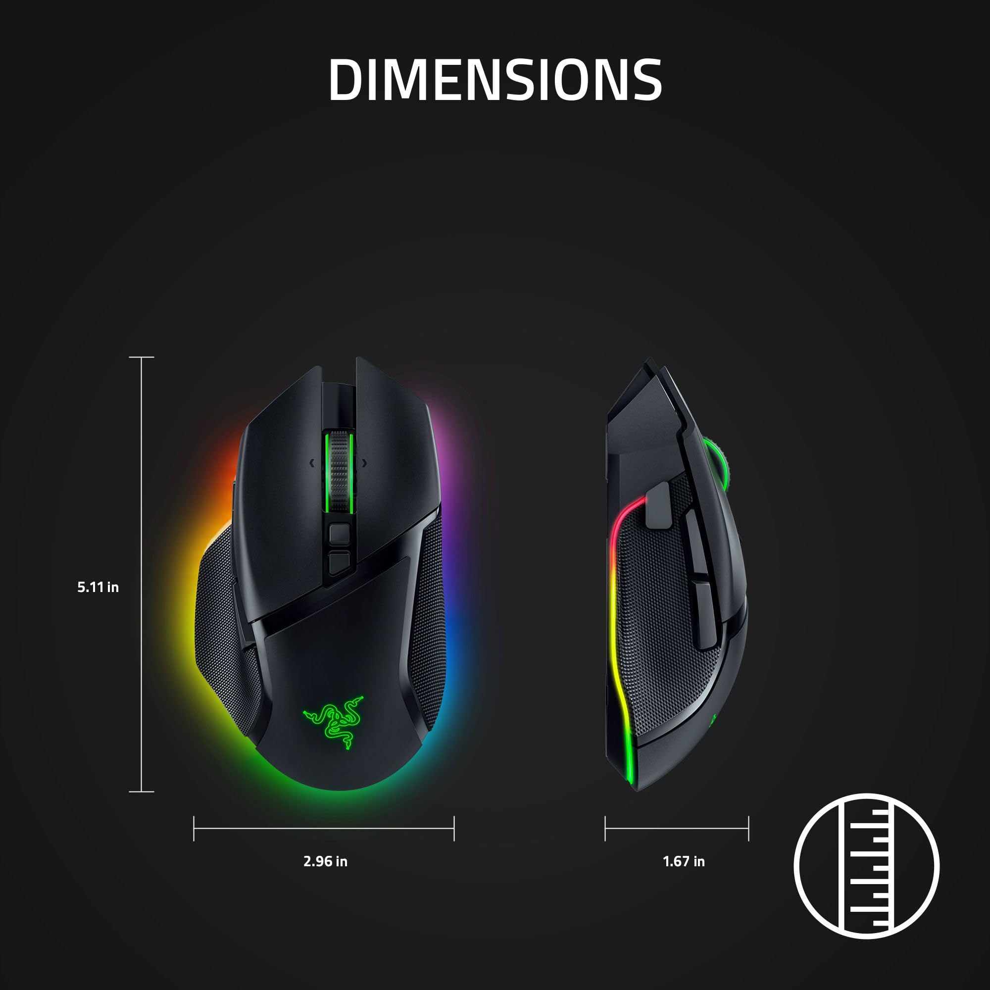 Razer Basilisk V3 Pro Wireless Gaming Mouse, HyperScroll Tilt Wheel, 30K DPI Sensor, Gen-3 Optical Switches, 13-Zone Chroma RGB, 13 Programmable Controls, 3 Connection Modes, Black